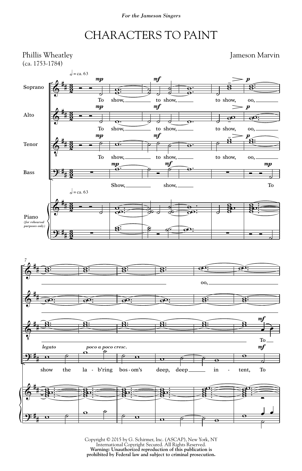 Characters To Paint (SATB Choir) von Jameson Marvin