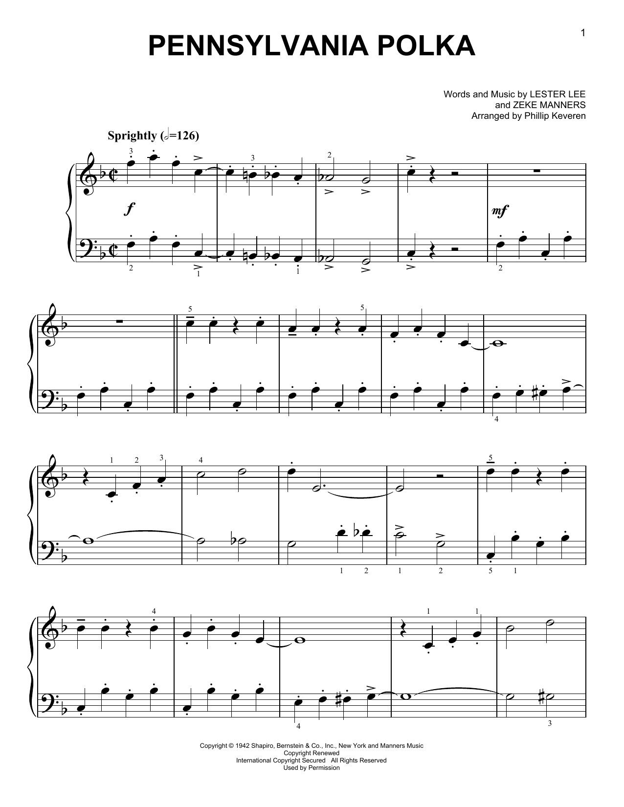 Pennsylvania Polka [Classical version] (arr. Phillip Keveren) (Easy Piano) von Lester Lee