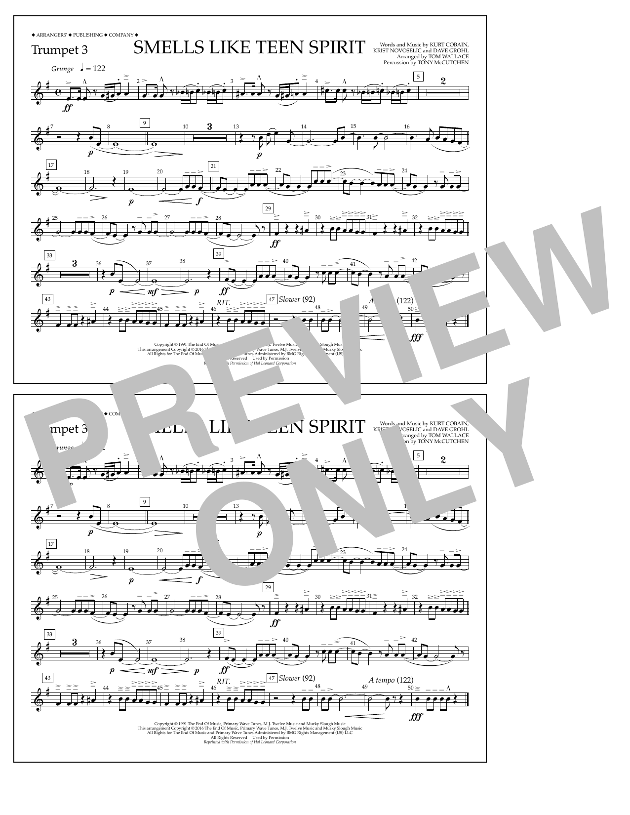 Smells Like Teen Spirit - Trumpet 3 (Marching Band) von Tom Wallace