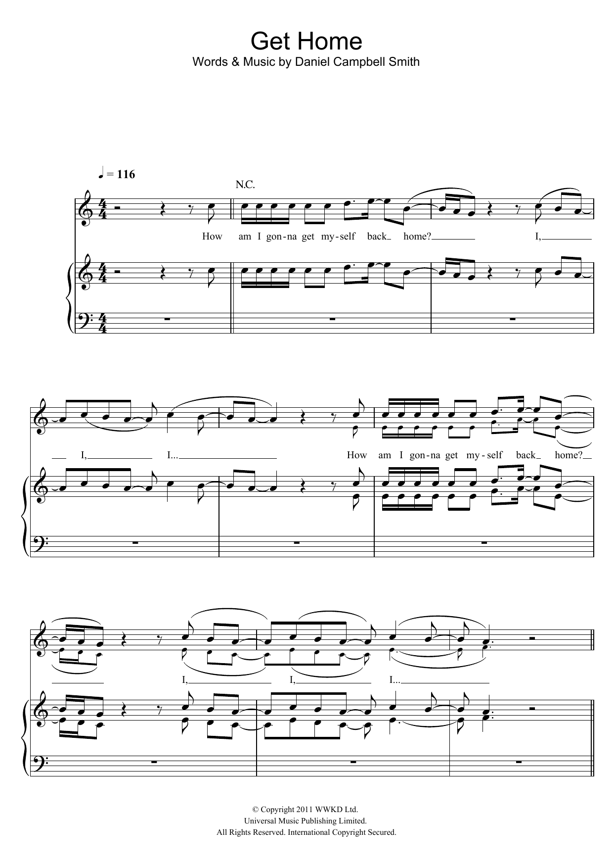 Get Home (Piano, Vocal & Guitar Chords) von Bastille