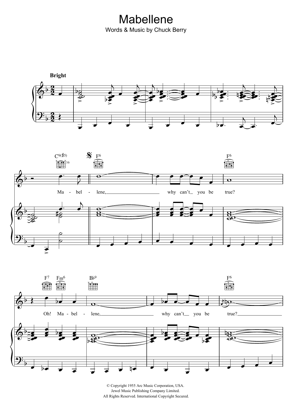 Maybellene (Piano, Vocal & Guitar Chords) von Chuck Berry