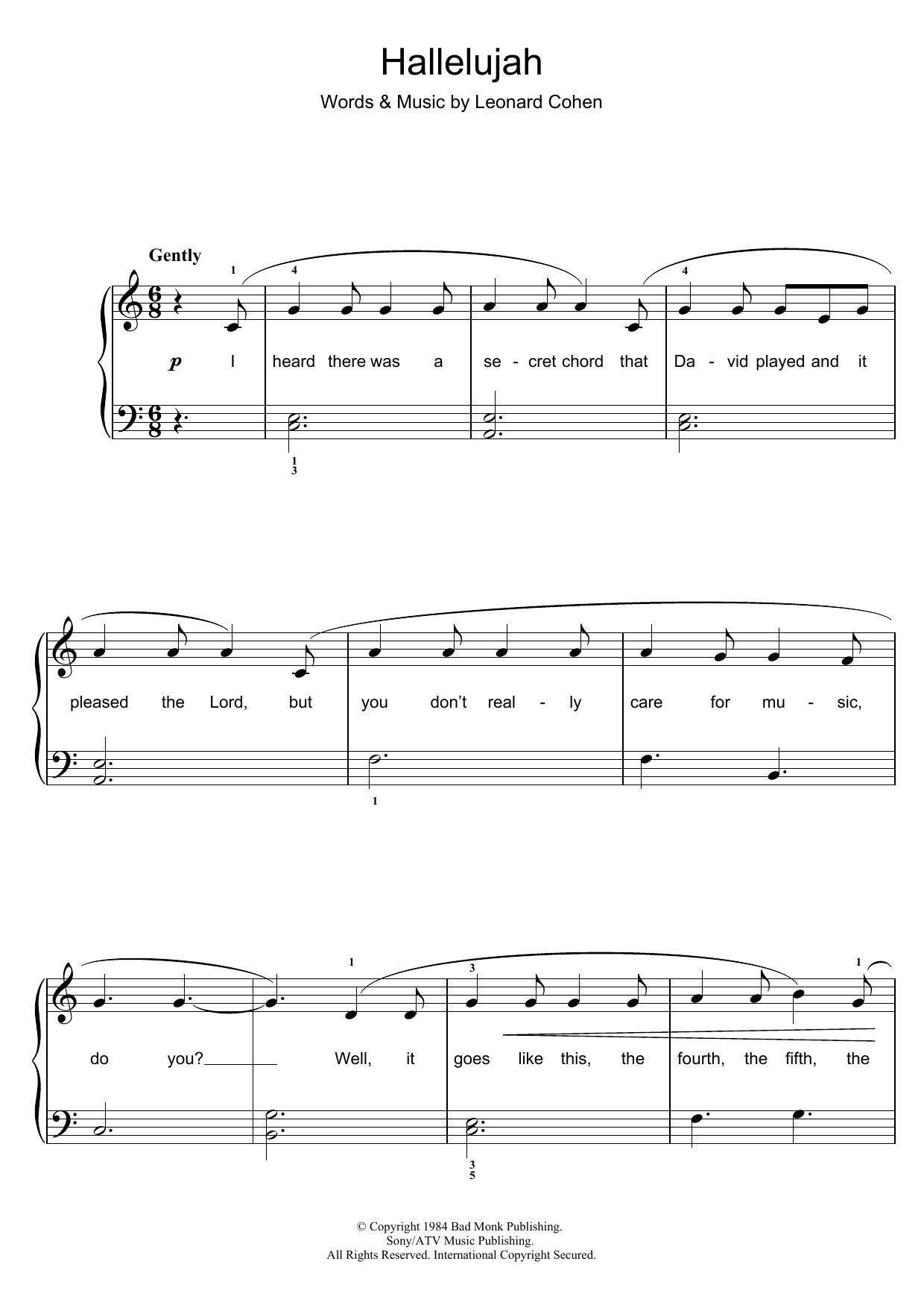 Hallelujah (Easy Piano) von Leonard Cohen