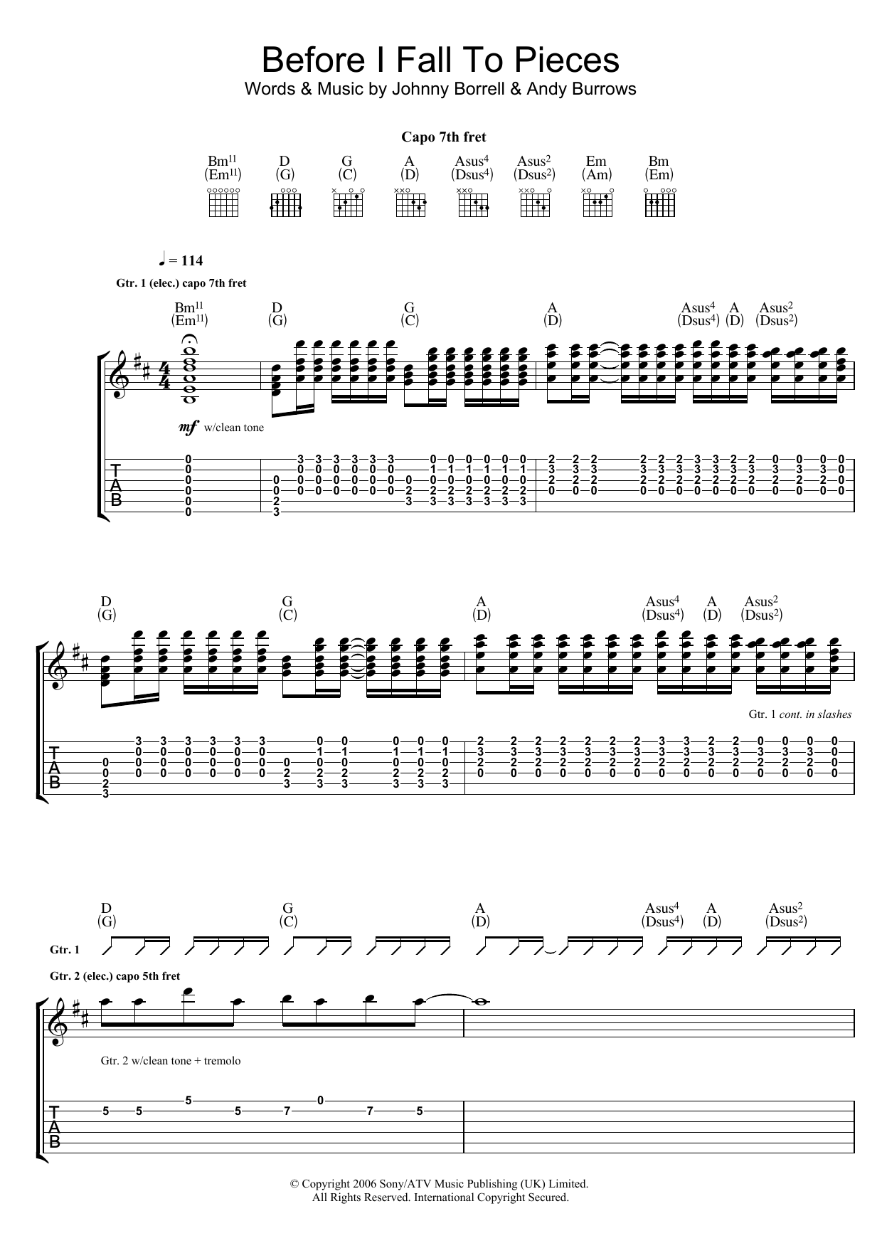 Before I Fall To Pieces (Guitar Tab) von Razorlight