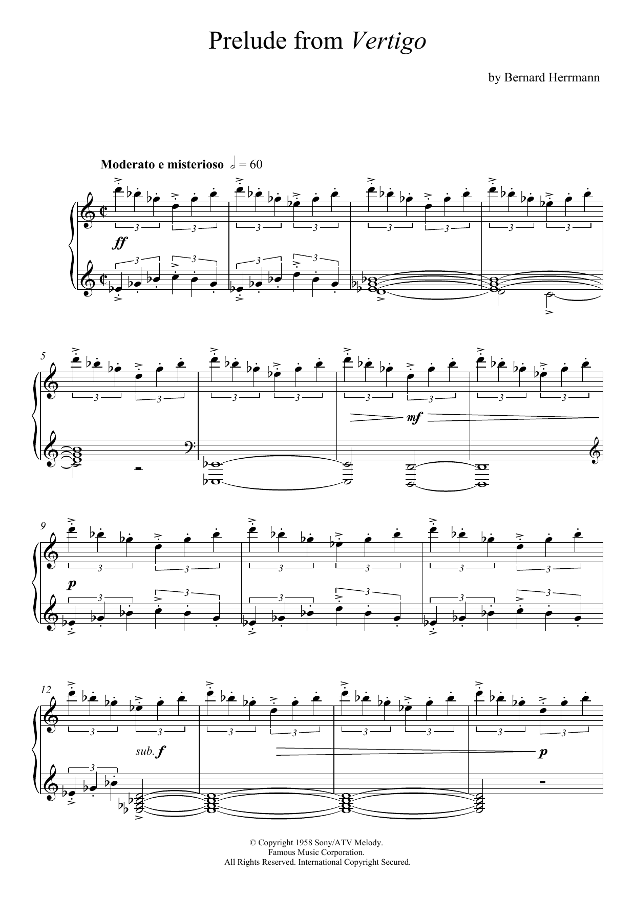 Prelude From Vertigo (Piano Solo) von Bernard Herrmann