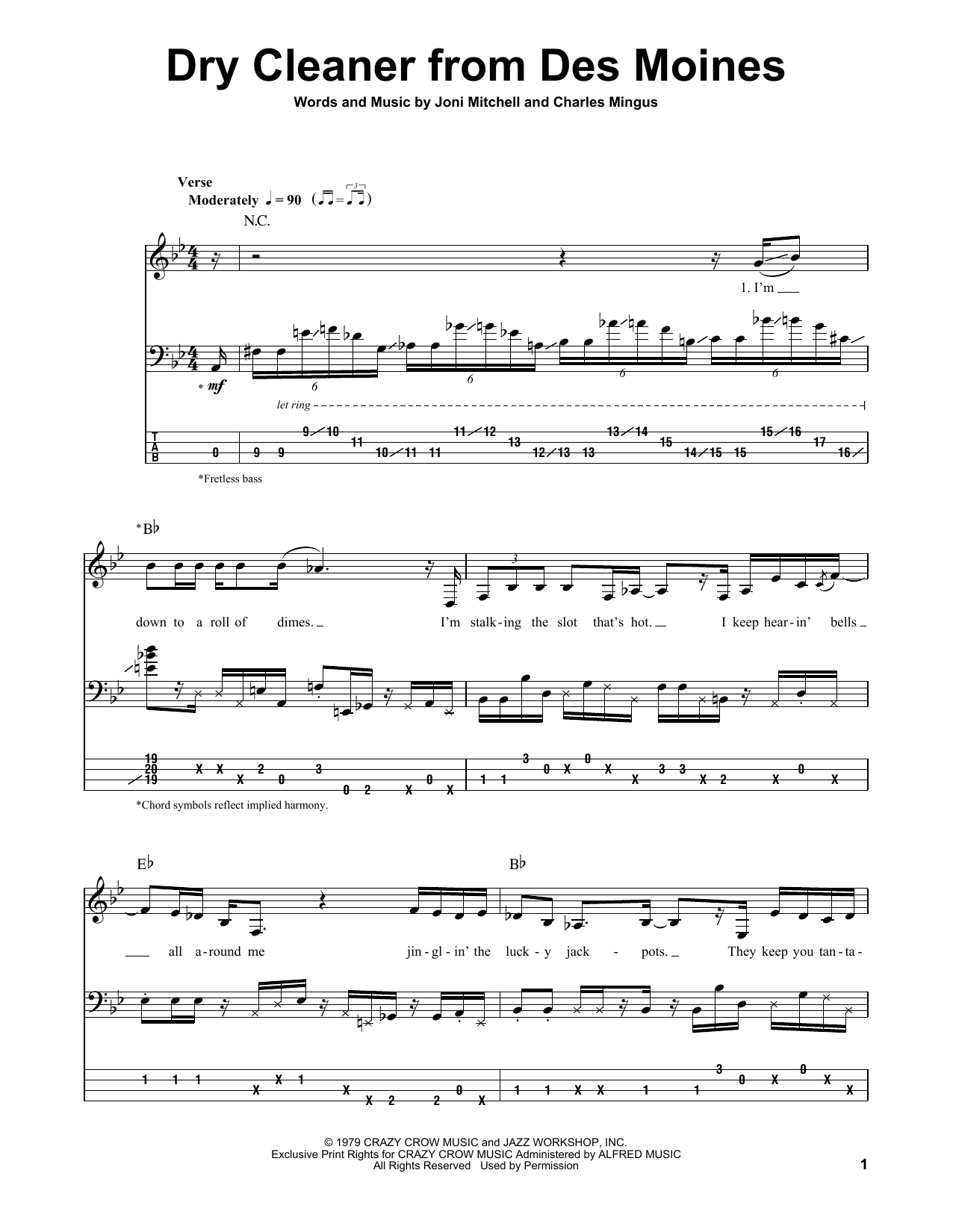 The Dry Cleaner From Des Moines (Bass Guitar Tab) von Jaco Pastorius