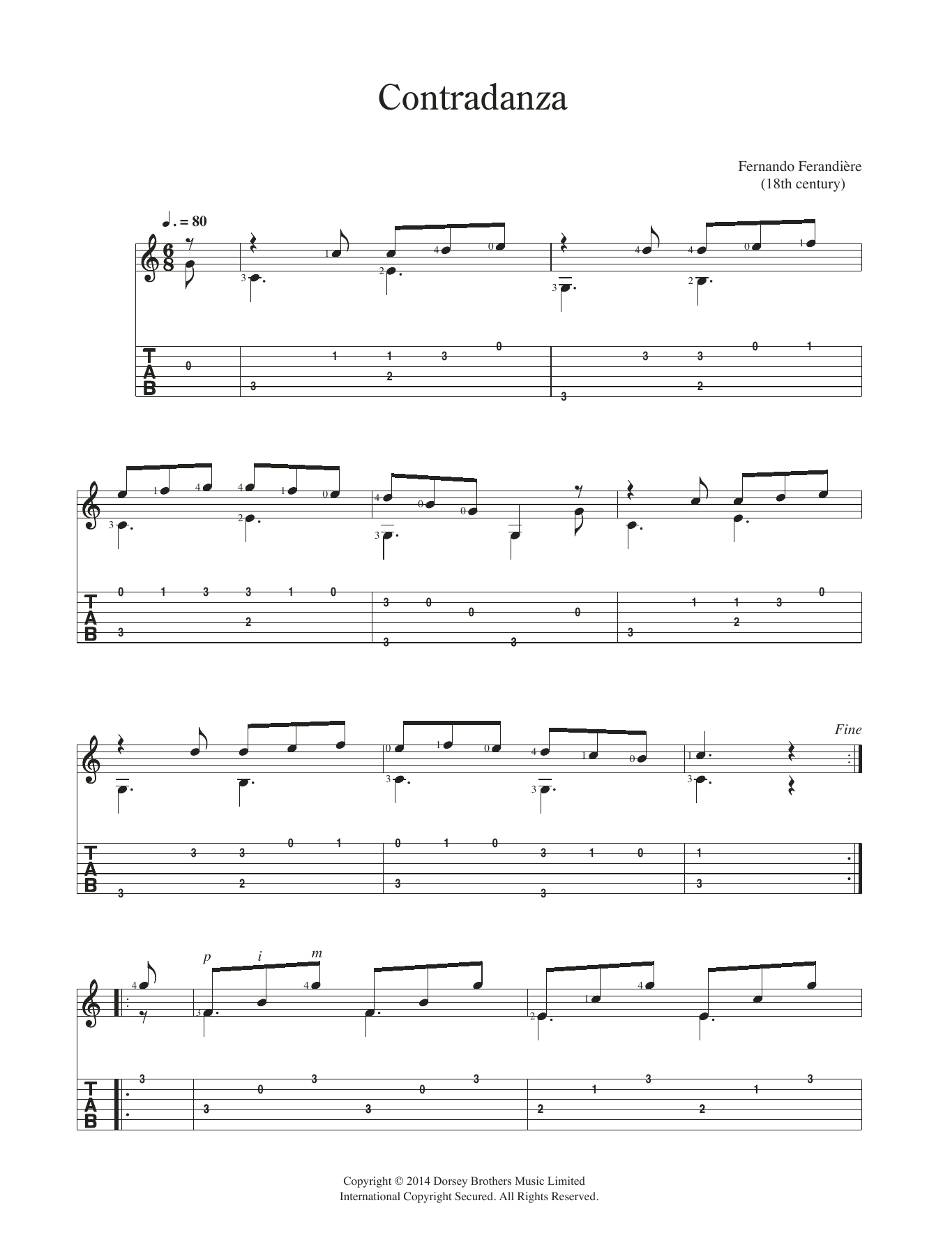 Contradanza (Easy Guitar) von Fernando Ferandiere