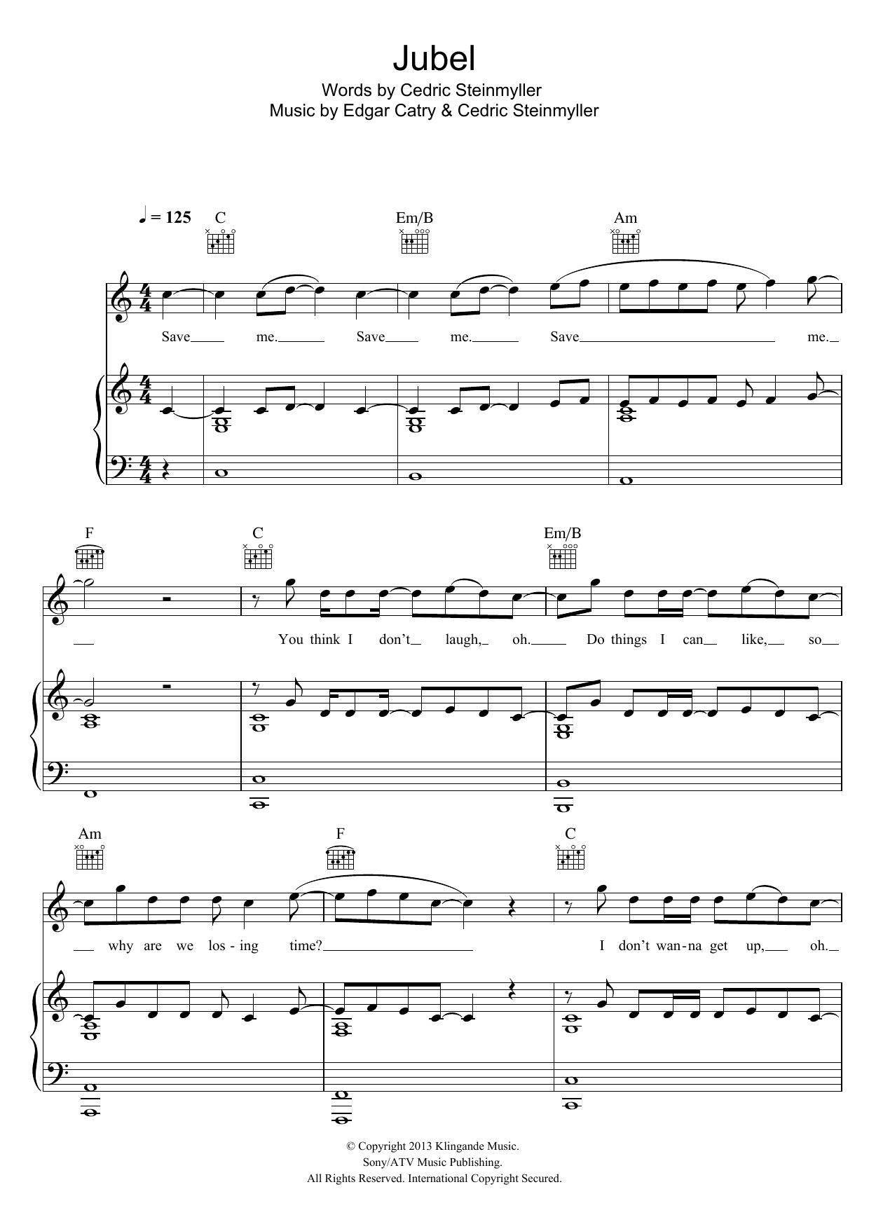 Jubel (Piano, Vocal & Guitar Chords) von Klingande