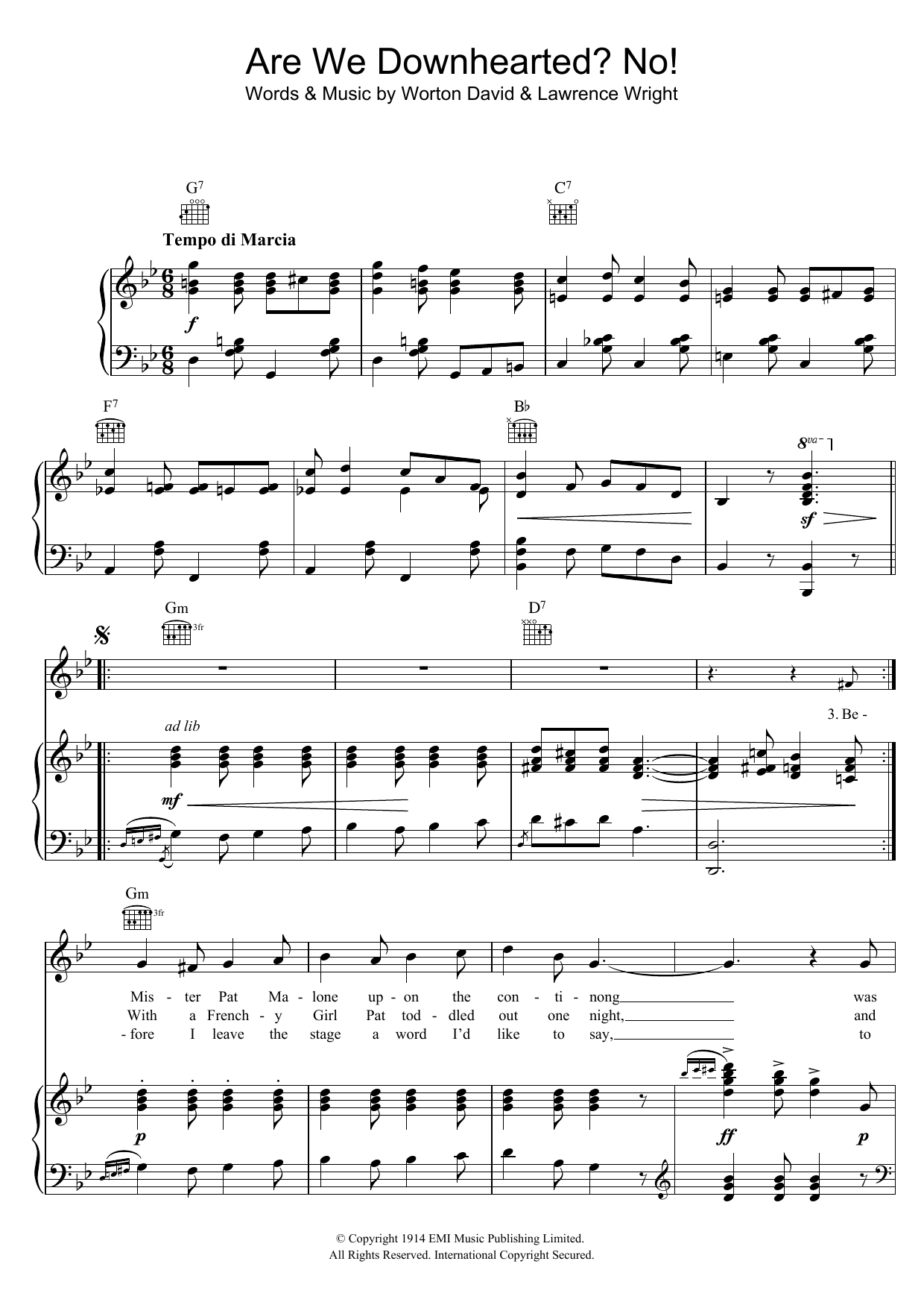 Are We Downhearted? No! (Piano, Vocal & Guitar Chords) von Lawrence Wright