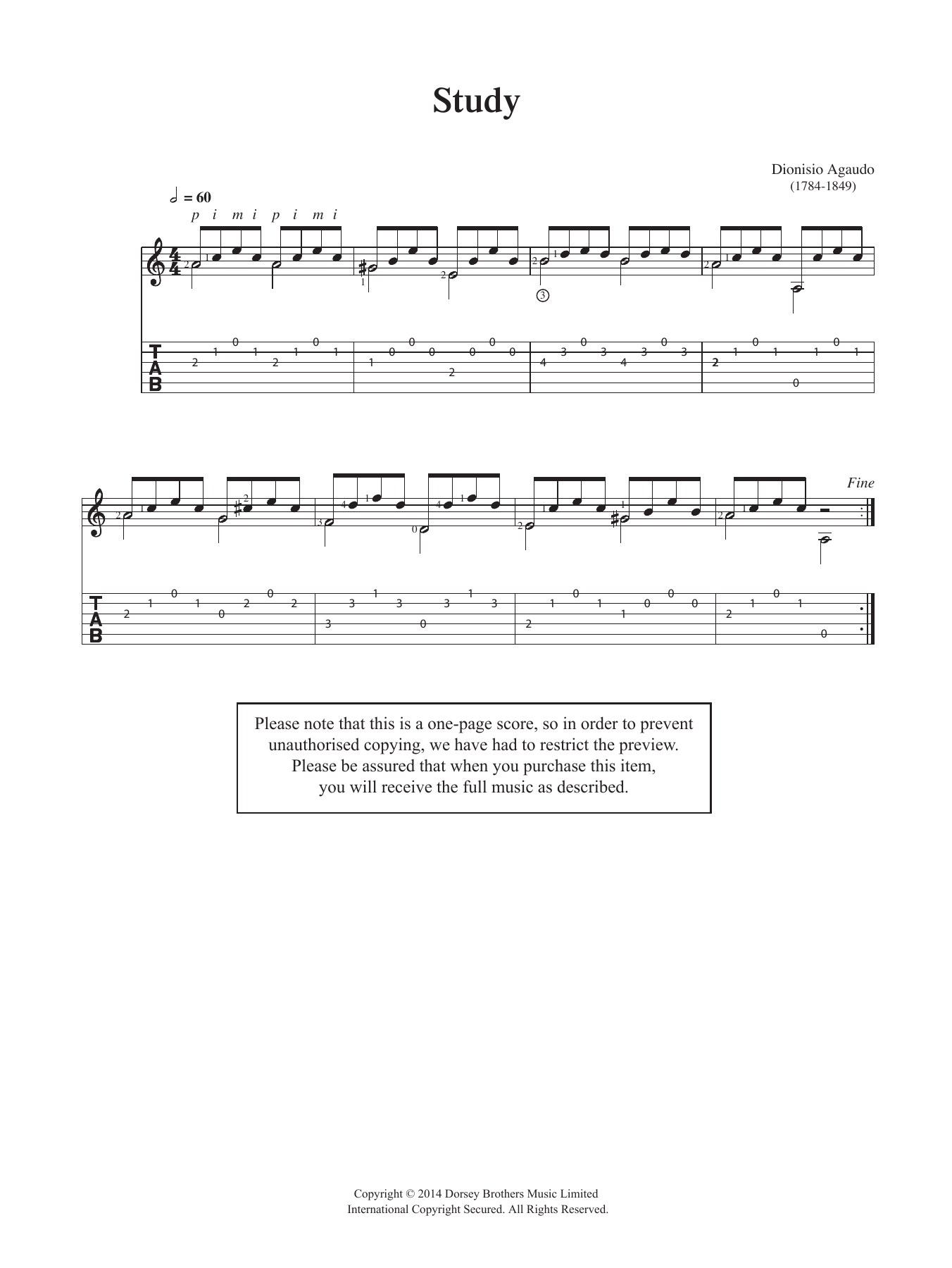 Study (Easy Guitar) von Dionisio Aguado