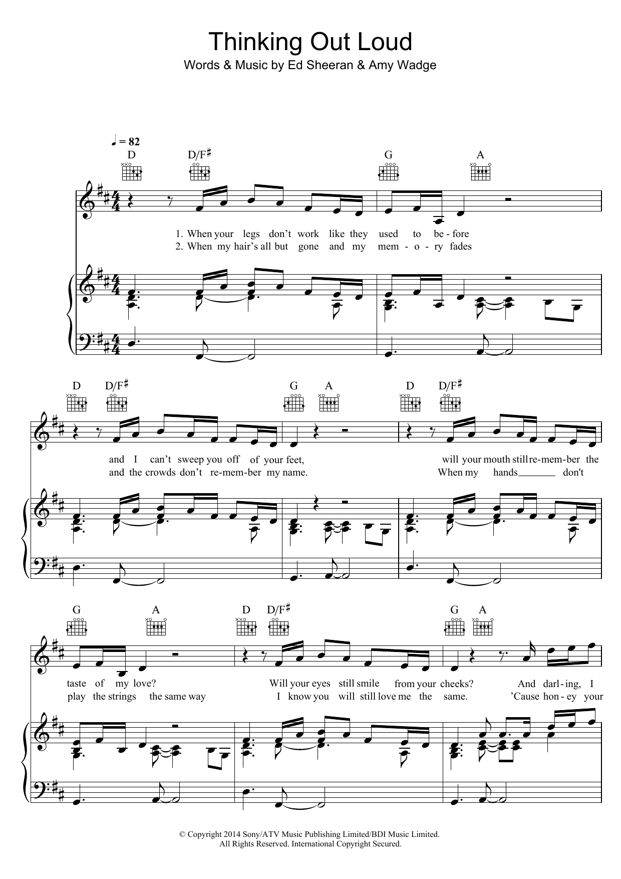 Thinking Out Loud (Piano, Vocal & Guitar Chords (Right-Hand Melody)) von Ed Sheeran