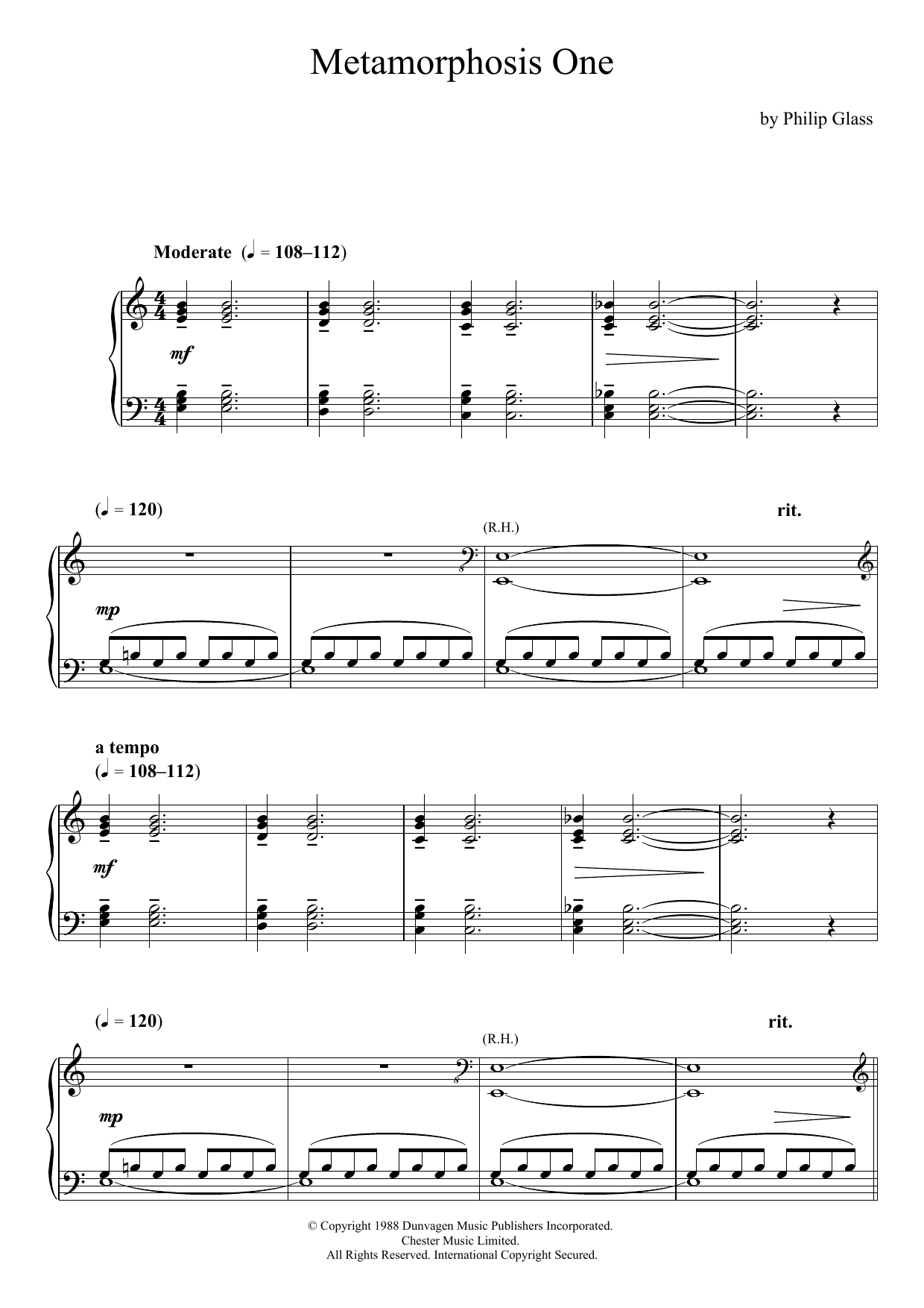 Metamorphosis 1-5 (Complete) (Piano Solo) von Philip Glass