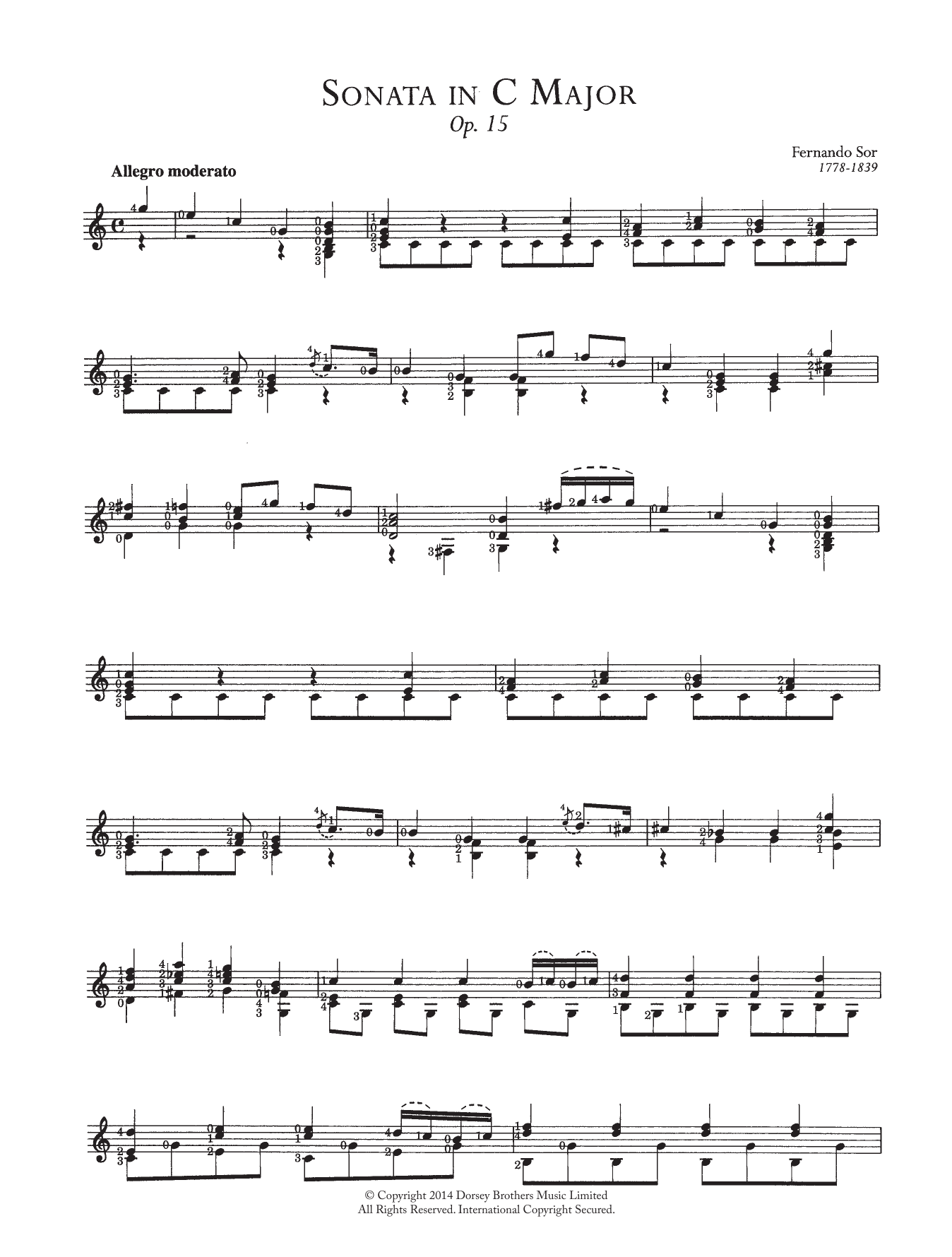 Sonata In C Major, Op.15 (Easy Guitar) von Fernando Sor