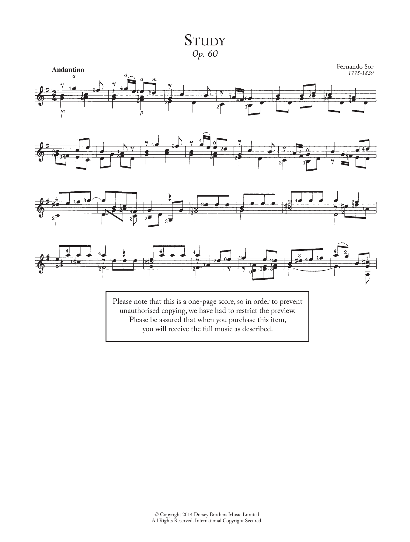 Study, Op.60 (Easy Guitar) von Fernando Sor