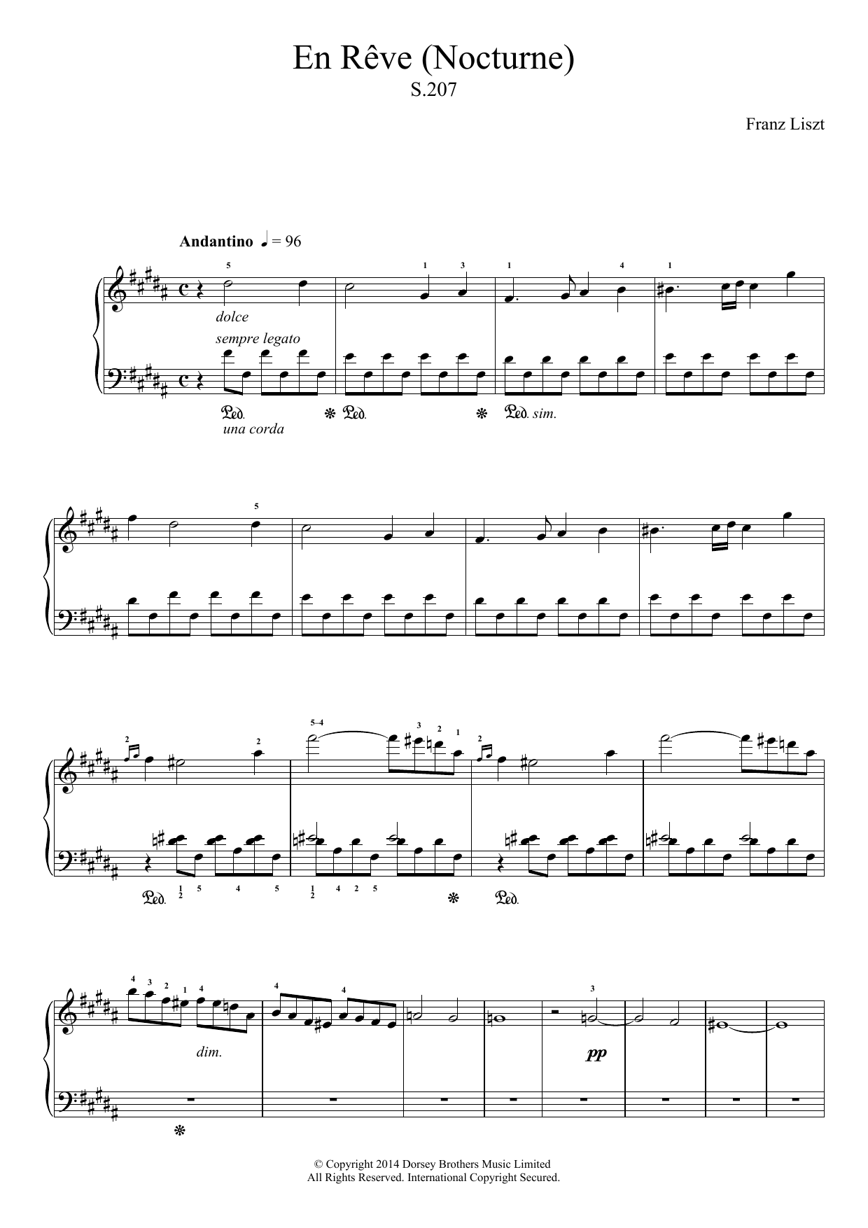 En Reve (Nocturne) (Piano Solo) von Franz Liszt