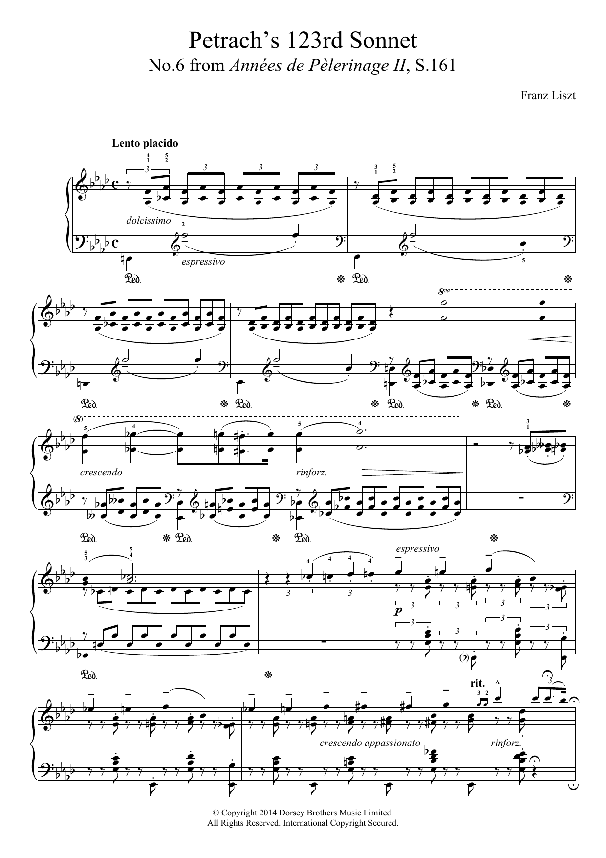 Annees De Pelerinage II, No.6: Petrarch's 123rd Sonnet (Piano Solo) von Franz Liszt