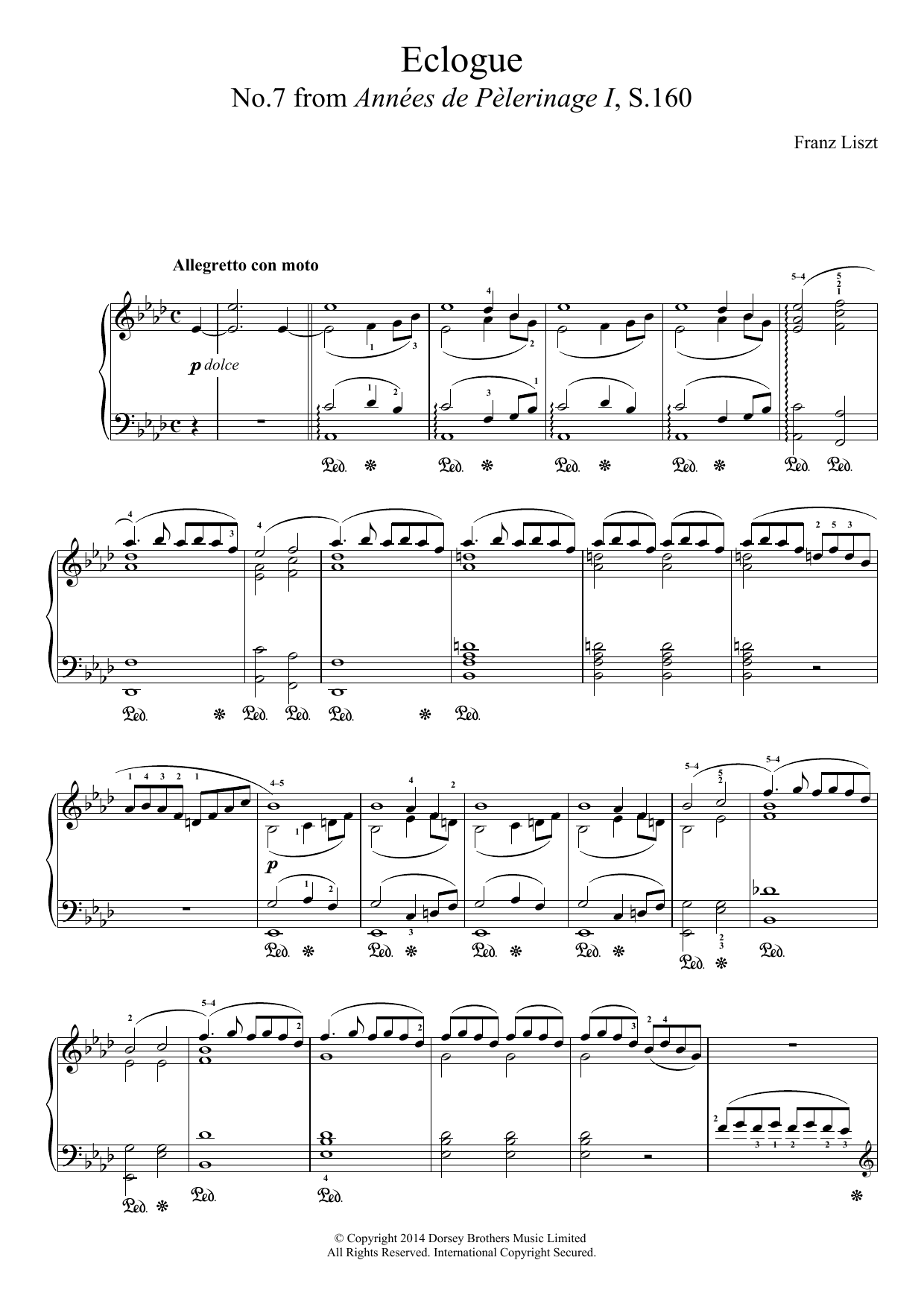 Annees De Pelerinage, No.7: Eclogue (Piano Solo) von Franz Liszt