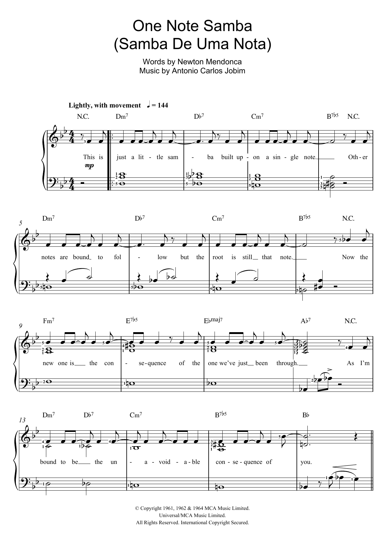 One Note Samba (Samba De Uma Nota) (Piano & Vocal) von Antonio Carlos Jobim