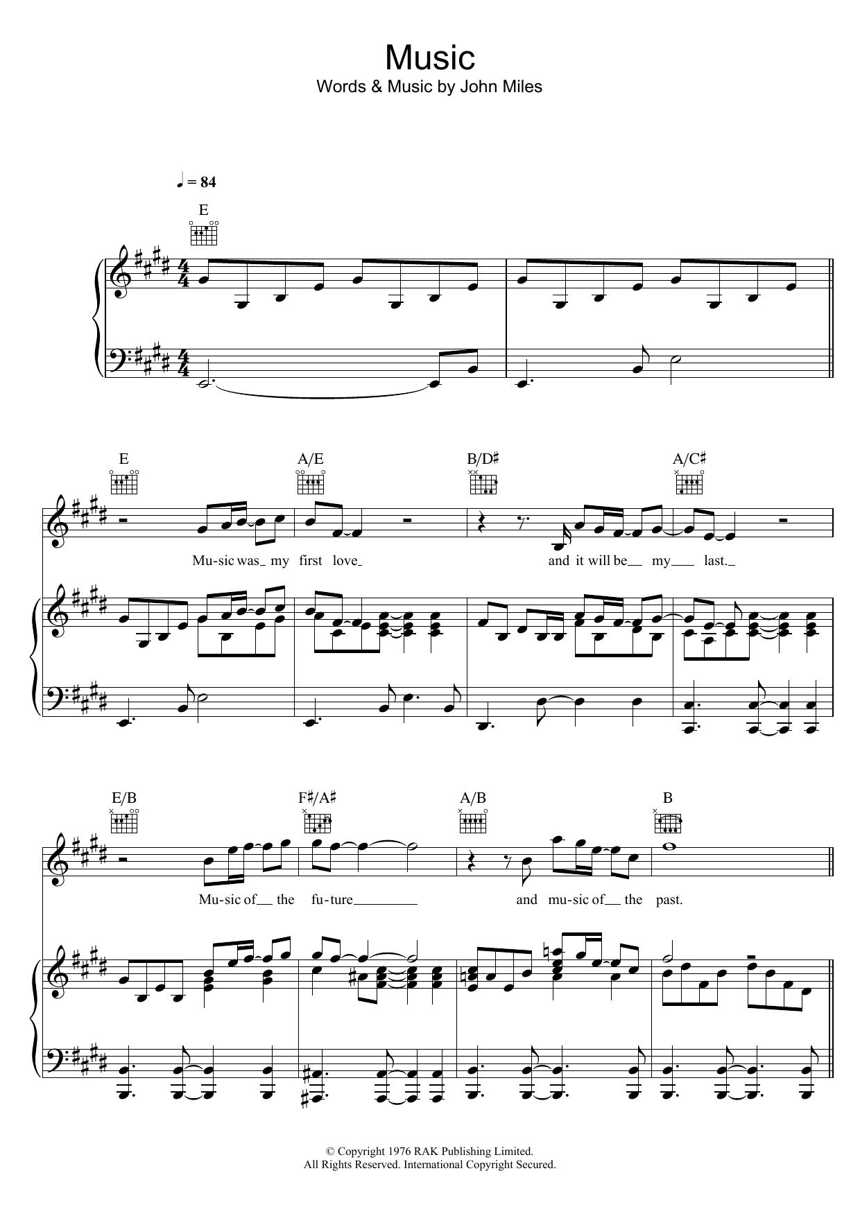 Music (Piano, Vocal & Guitar Chords) von John Miles