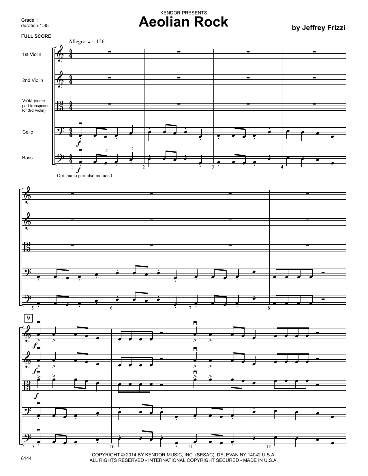 Aeolian Rock - Full Score (Orchestra) von Jeffrey Frizzi