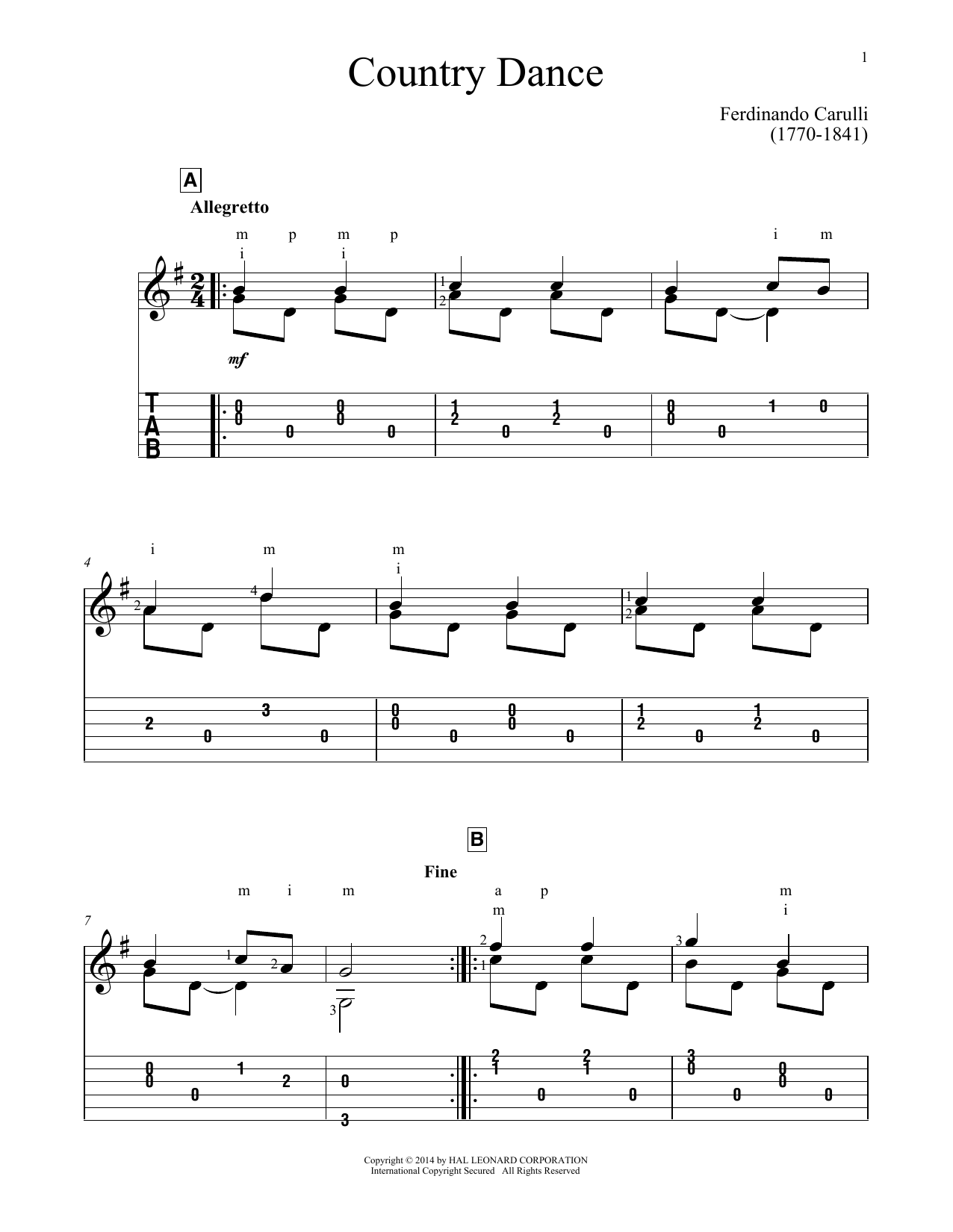 Country Dance (Solo Guitar) von Ferdinando Carulli