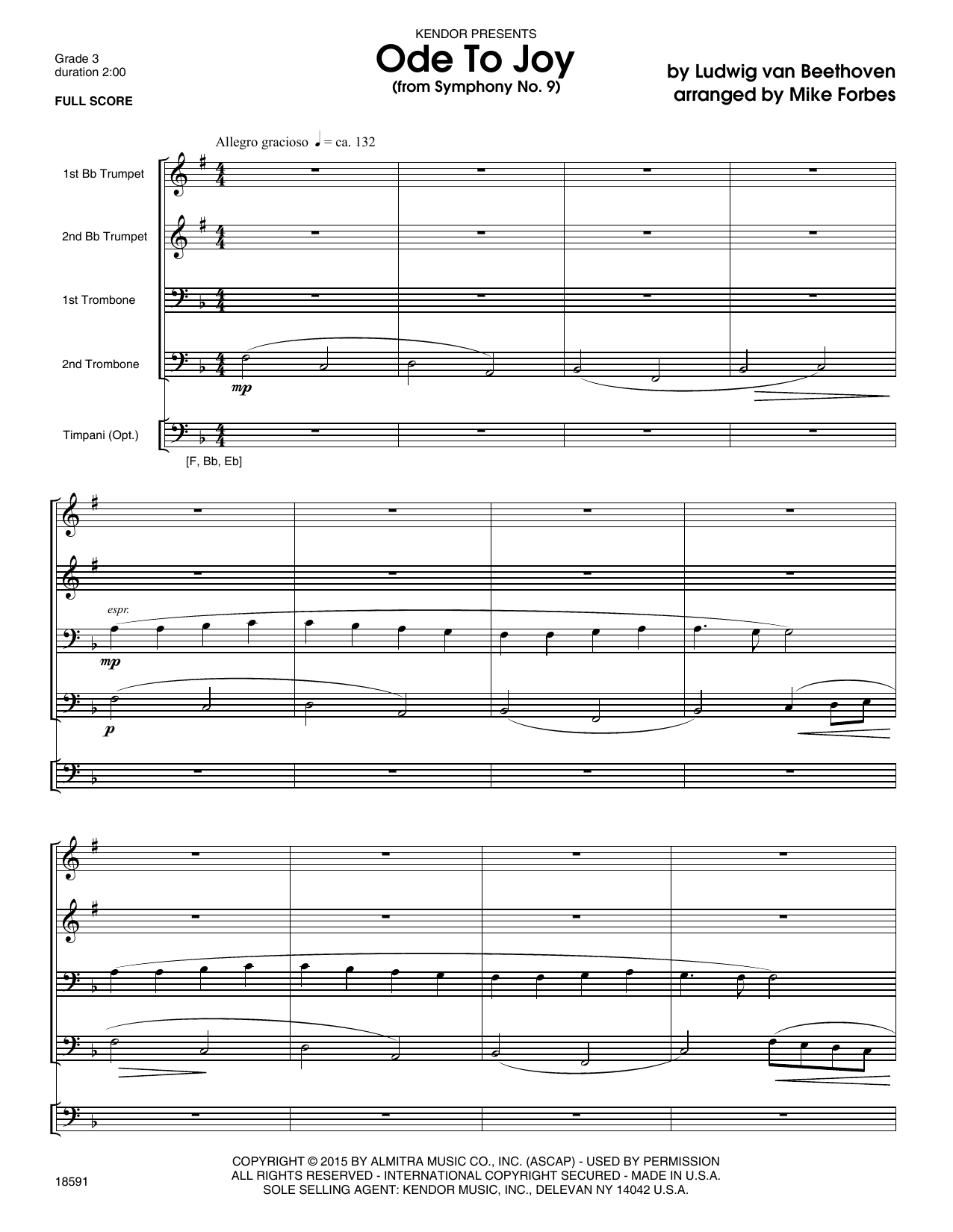 Ode To Joy (from Symphony No. 9) - Full Score (Brass Ensemble) von Mike Forbes