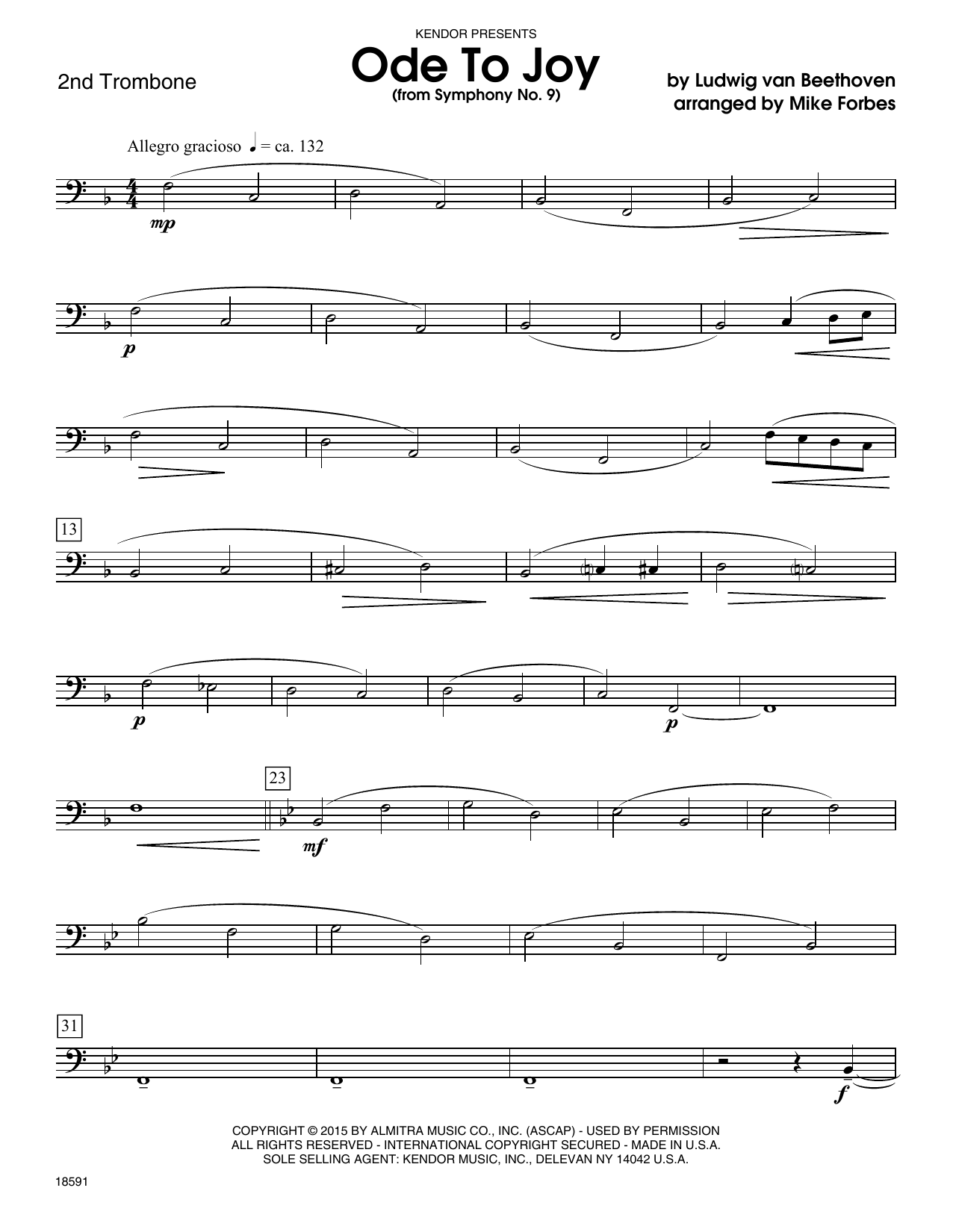 Ode To Joy (from Symphony No. 9) - 2nd Trombone (Brass Ensemble) von Mike Forbes