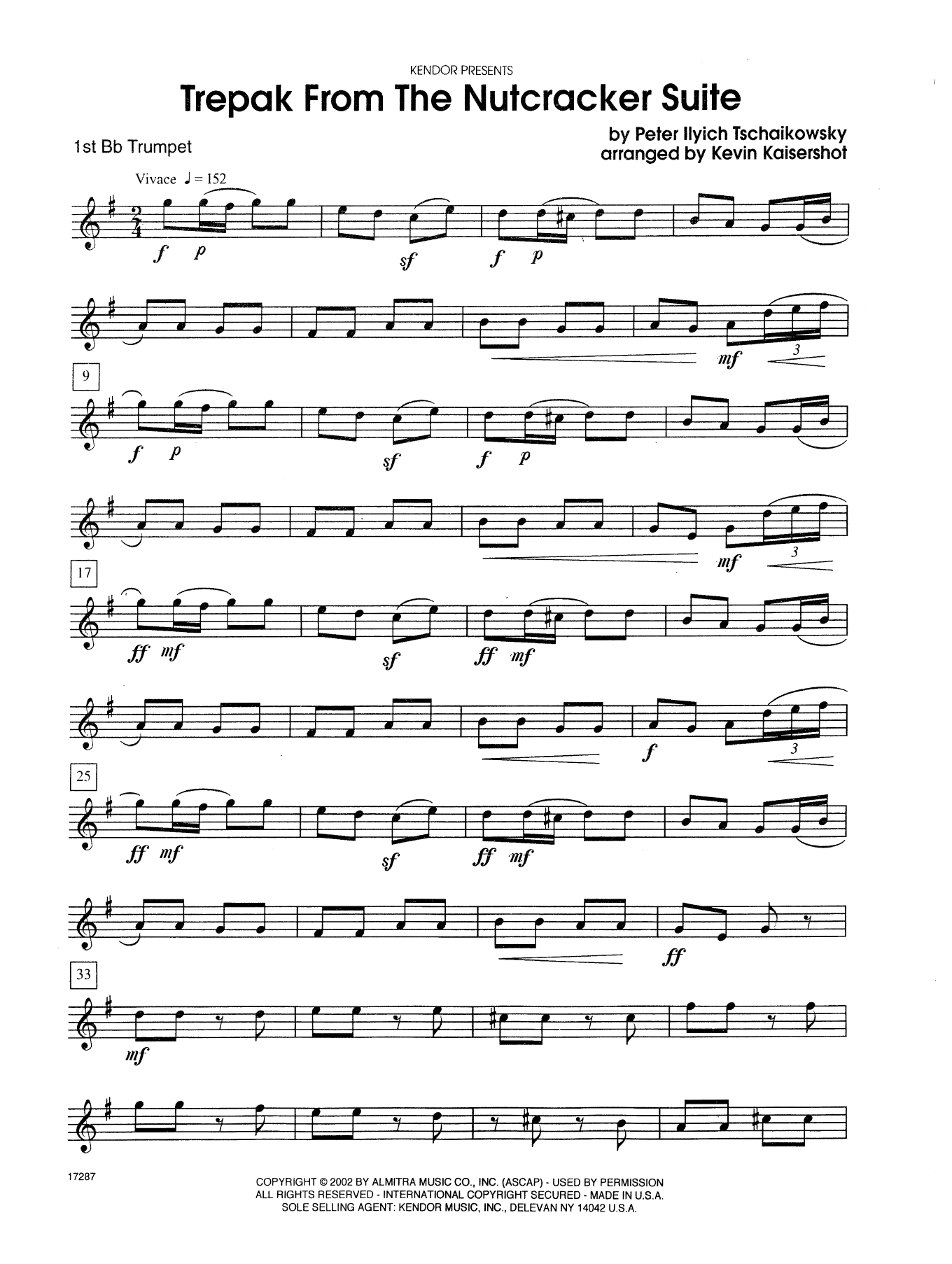Trepak From The Nutcracker Suite - 1st Bb Trumpet (Brass Ensemble) von Kevin Kaisershot