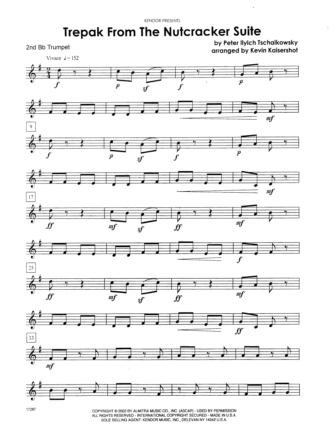 Trepak From The Nutcracker Suite - 2nd Bb Trumpet (Brass Ensemble) von Kevin Kaisershot