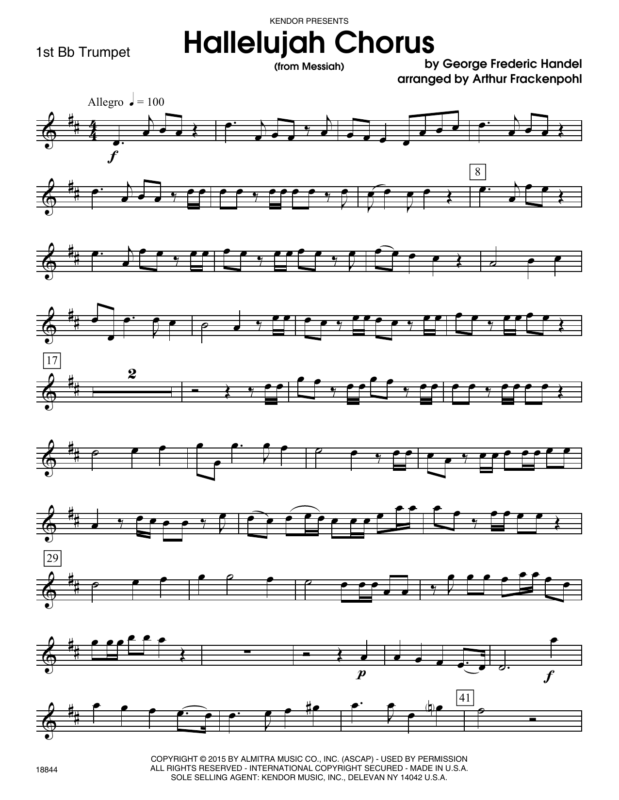 Hallelujah Chorus (from Messiah) - 1st Bb Trumpet (Brass Ensemble) von Arthur Frackenpohl