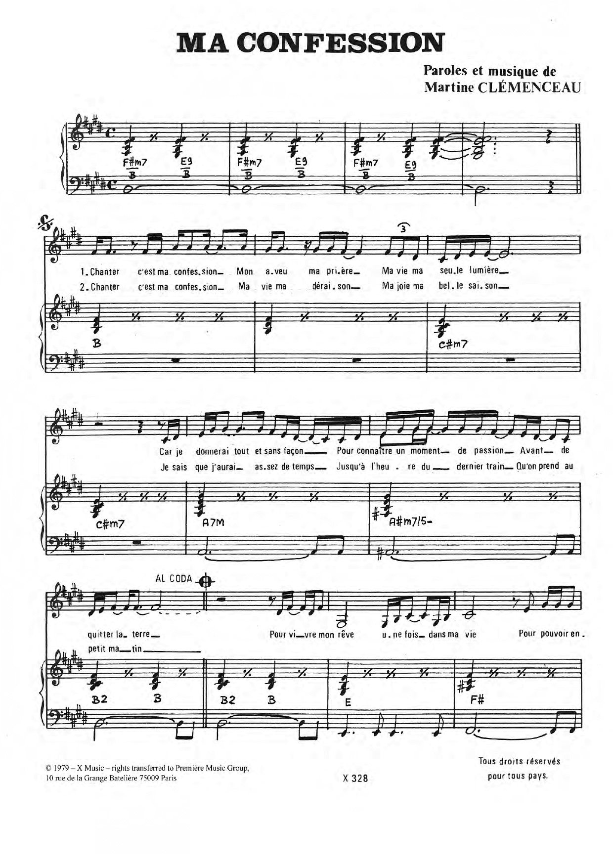 Ma Confession (Piano & Vocal) von Martine Clemenceau