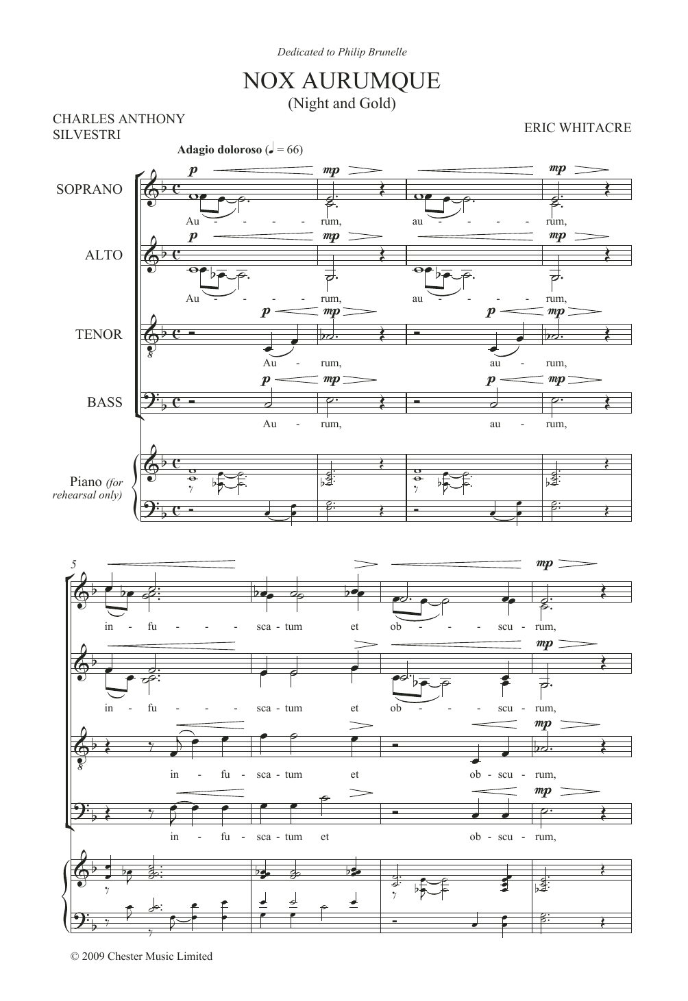 Nox Aurumque (Night and Gold) (SATB Choir) von Eric Whitacre
