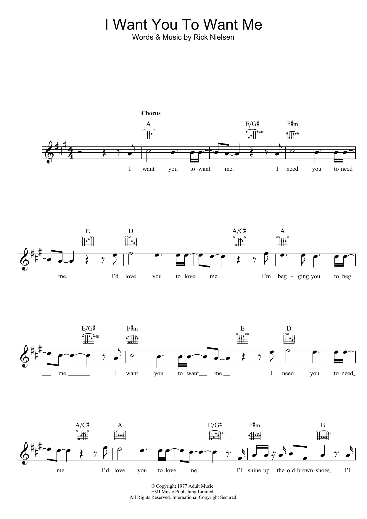 I Want You To Want Me (Lead Sheet / Fake Book) von Cheap Trick