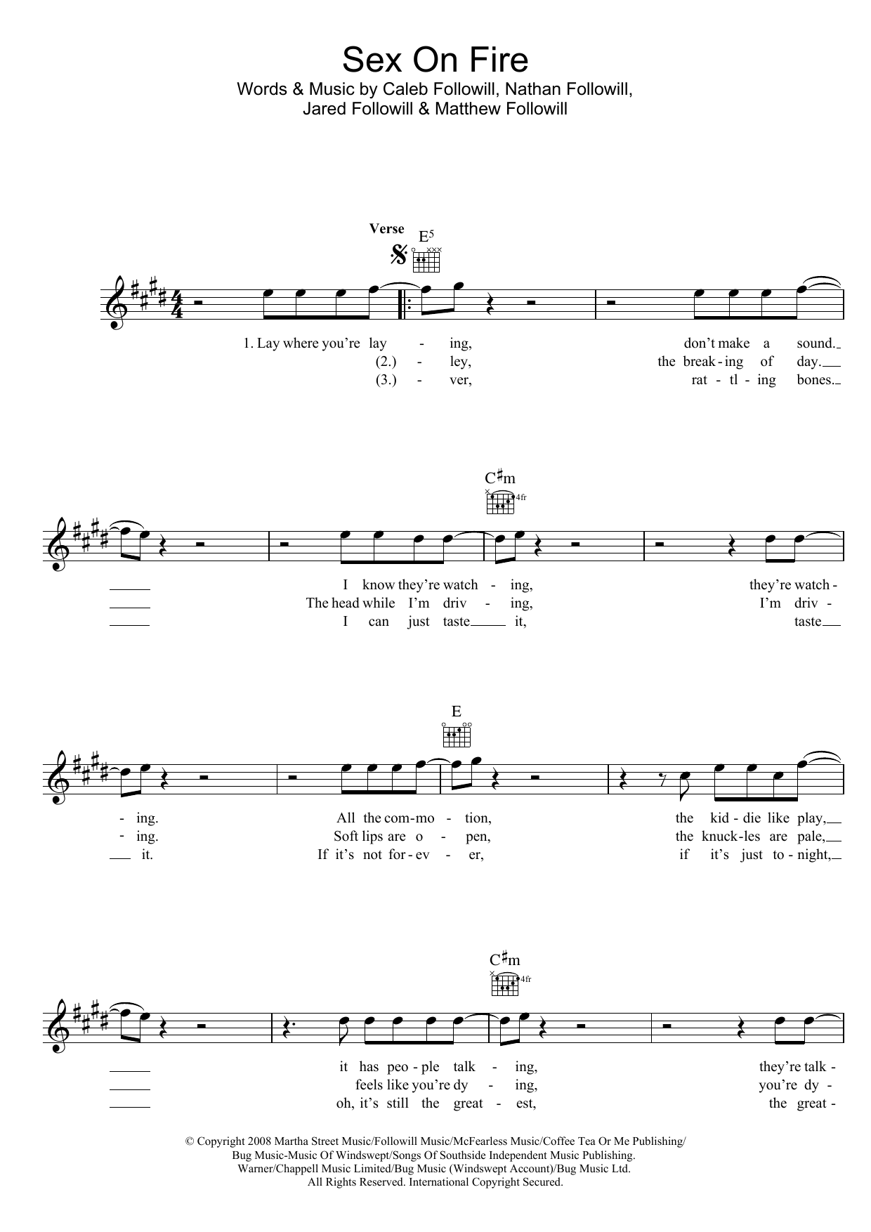 Sex On Fire (Lead Sheet / Fake Book) von Kings Of Leon