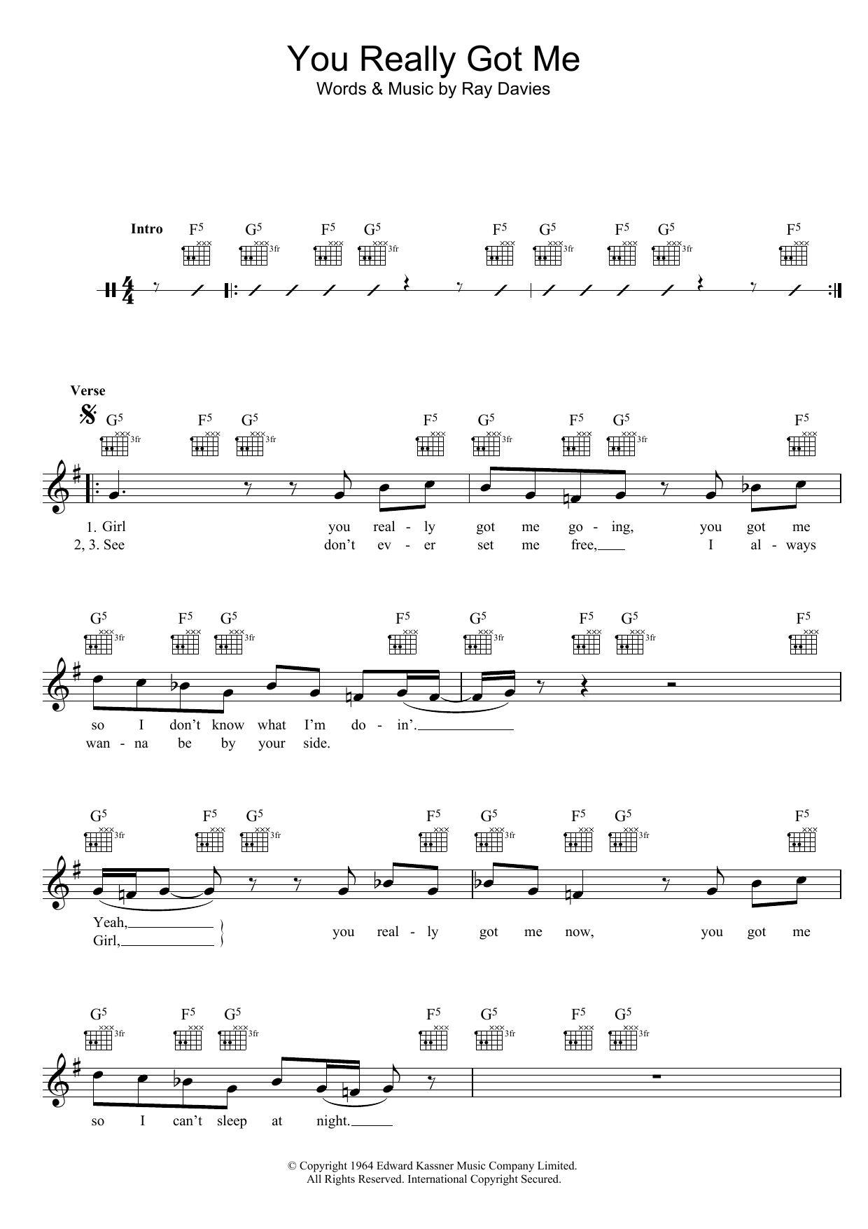 You Really Got Me (Lead Sheet / Fake Book) von The Kinks