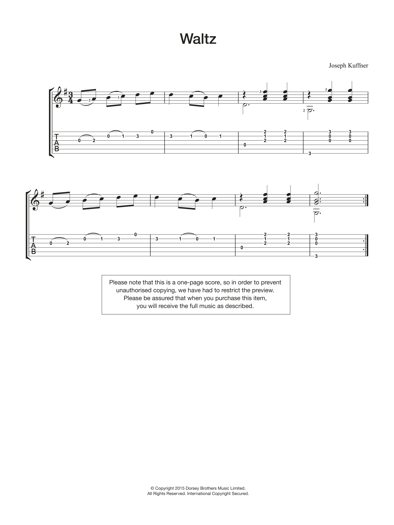 Waltz (Easy Guitar) von Joseph Kuffner