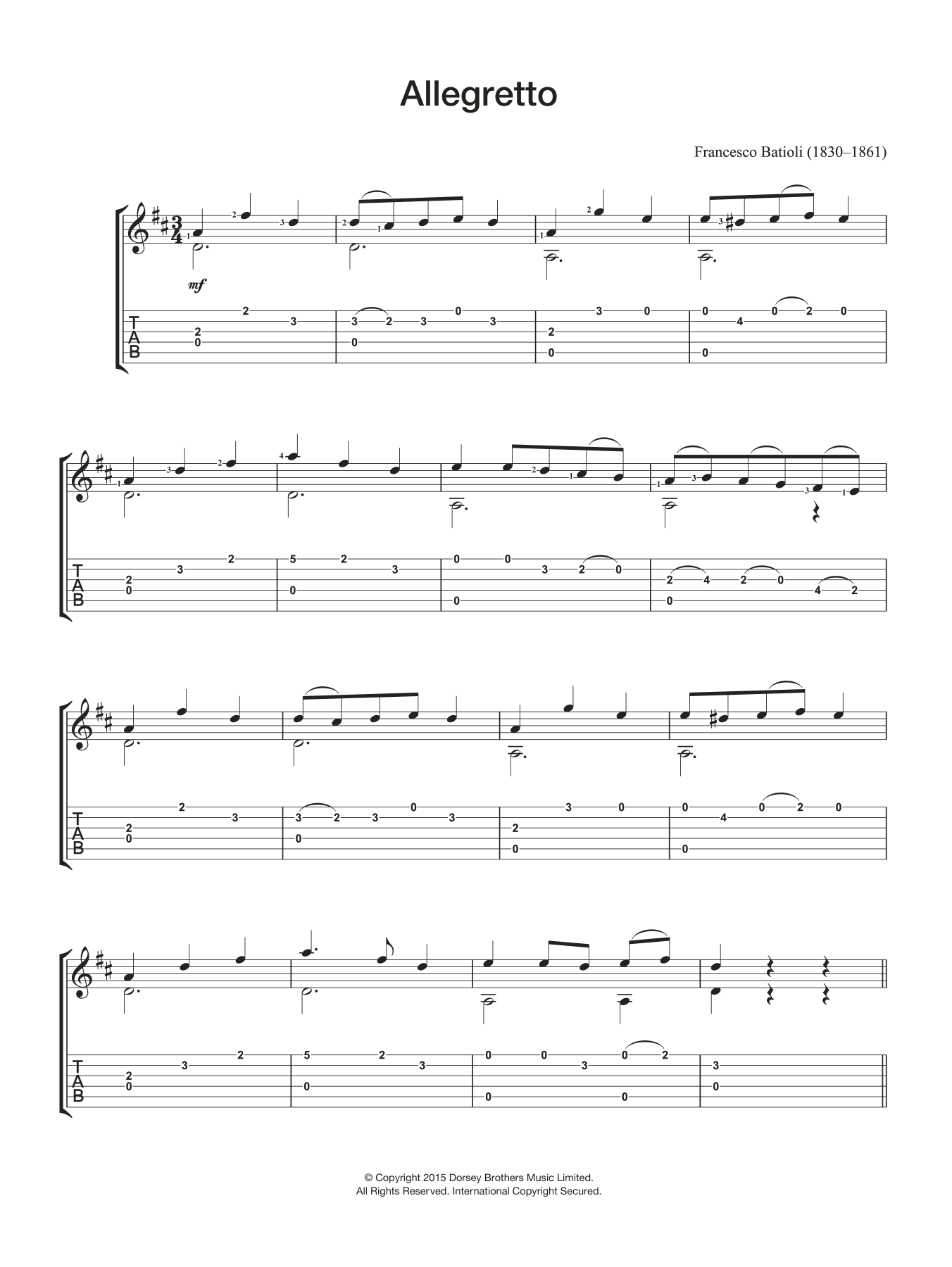 Allegretto (Easy Guitar) von Francesco Batioli