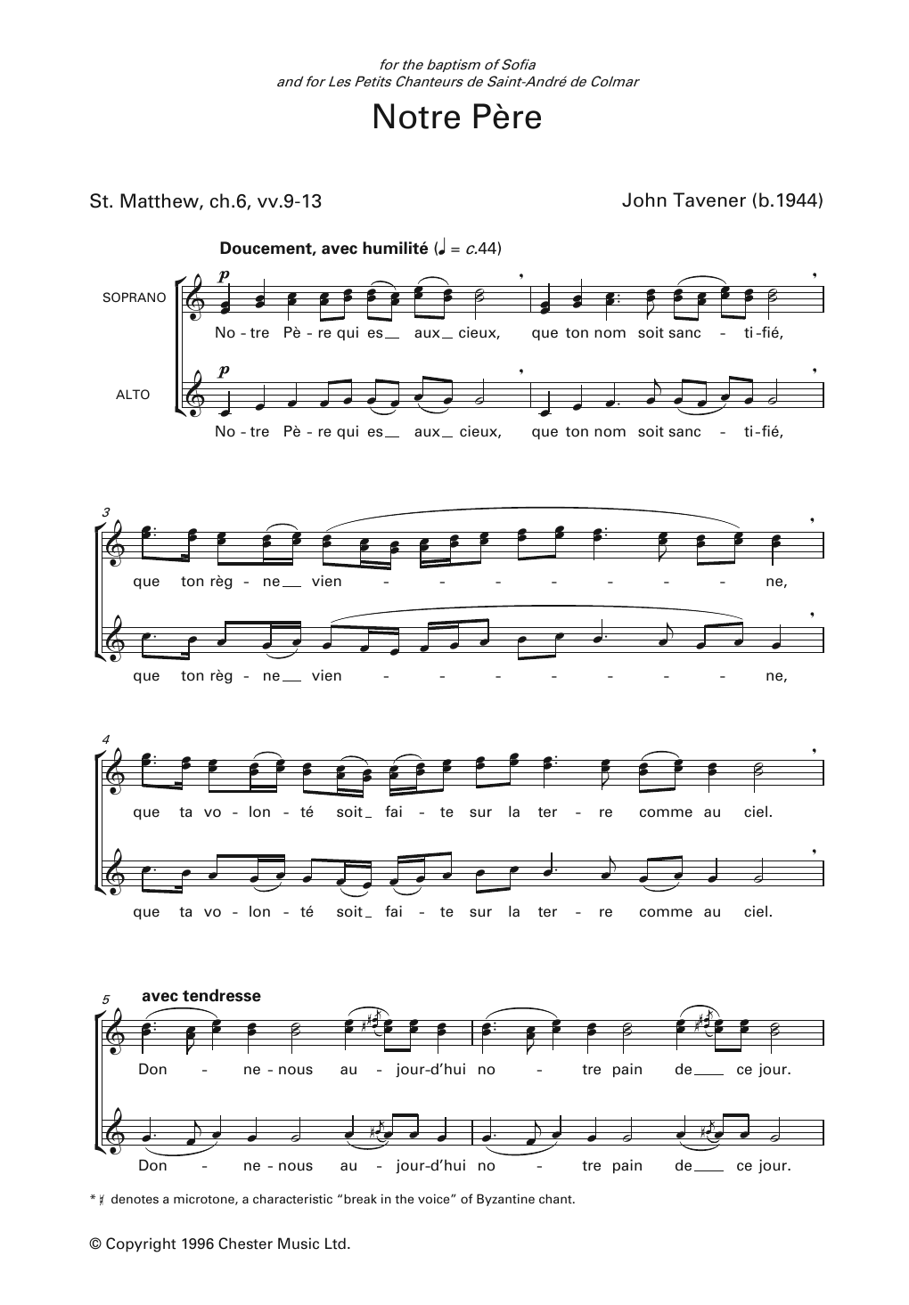 Notre Pere (Choir) von John Tavener