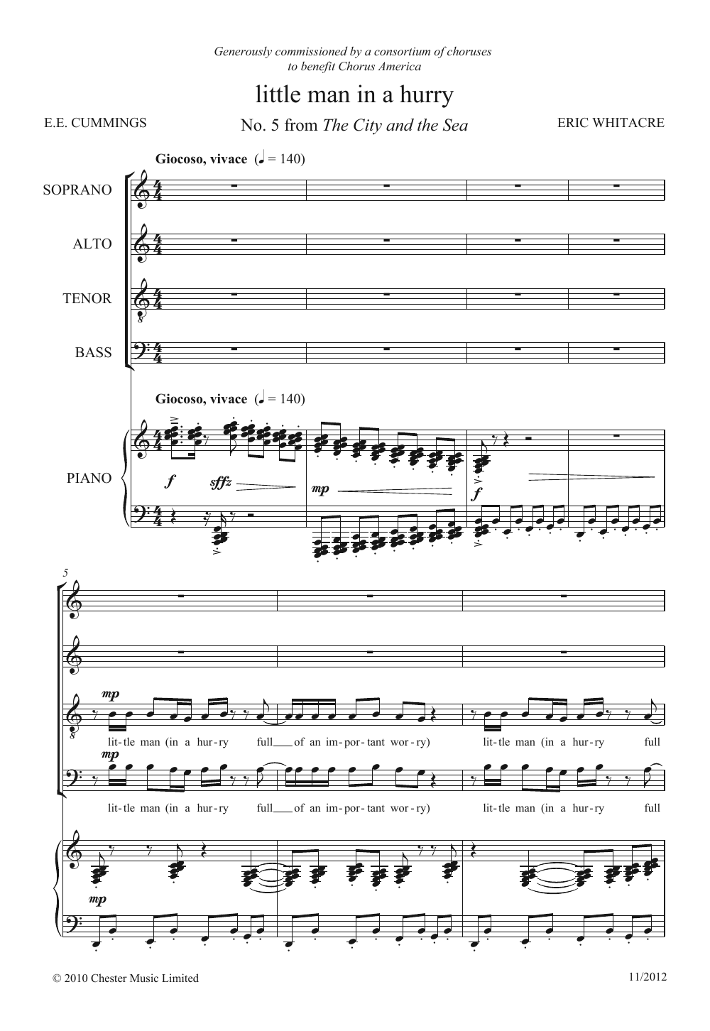Little Man In A Hurry (From 'The City And The Sea') (SATB Choir) von Eric Whitacre