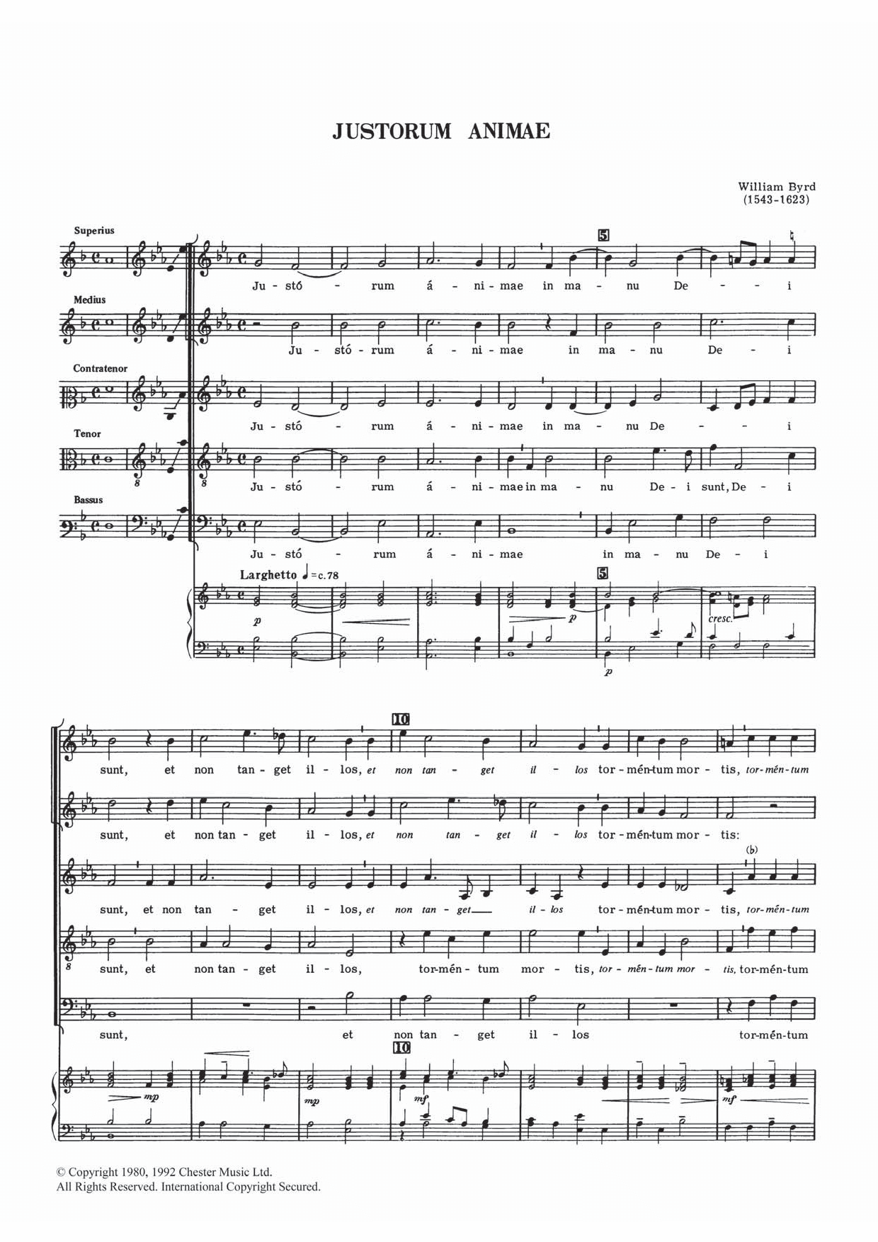Justorum Animae (Piano, Vocal & Guitar Chords) von William Byrd