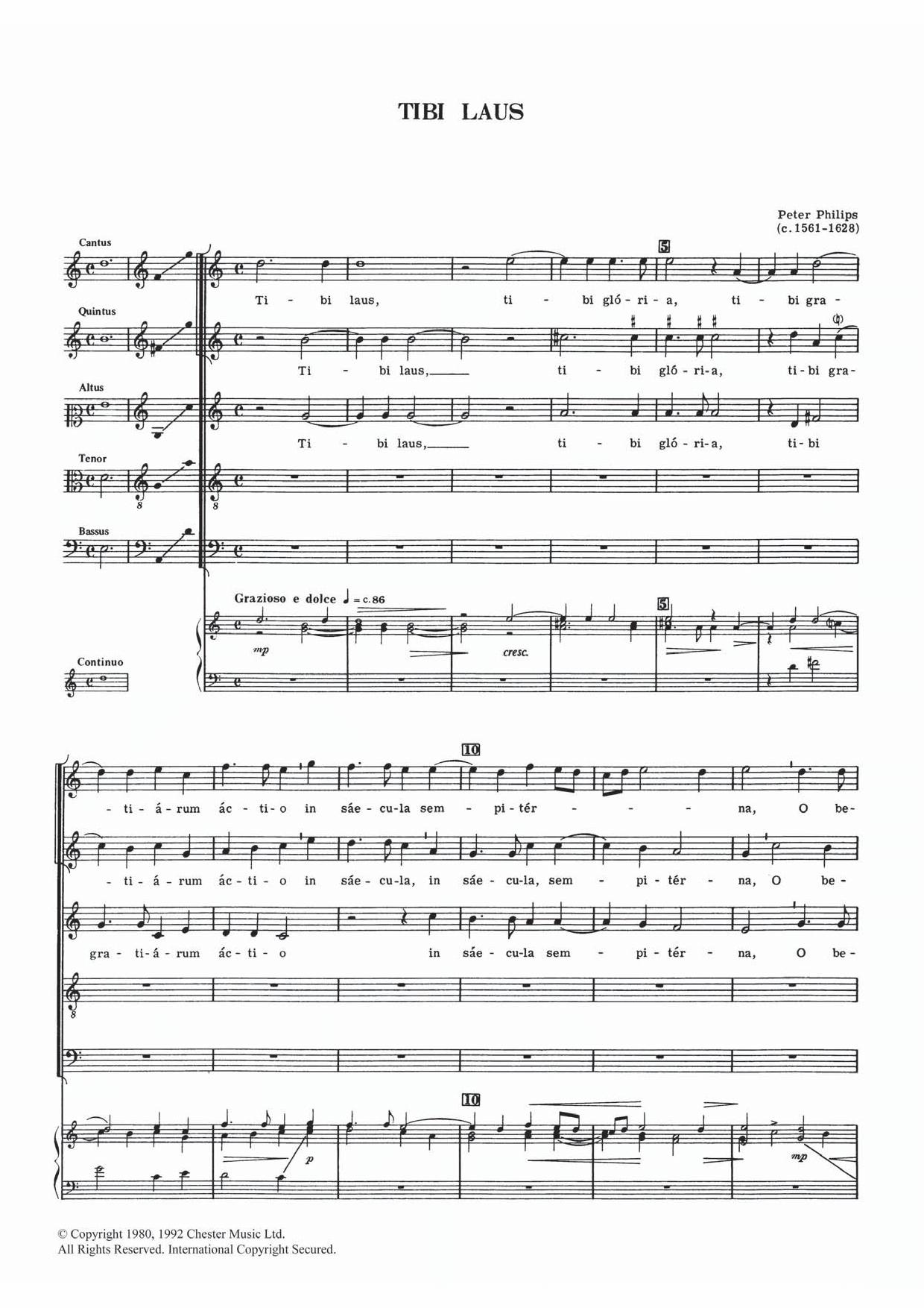 Tibi Laus (Piano, Vocal & Guitar Chords) von Peter Philips