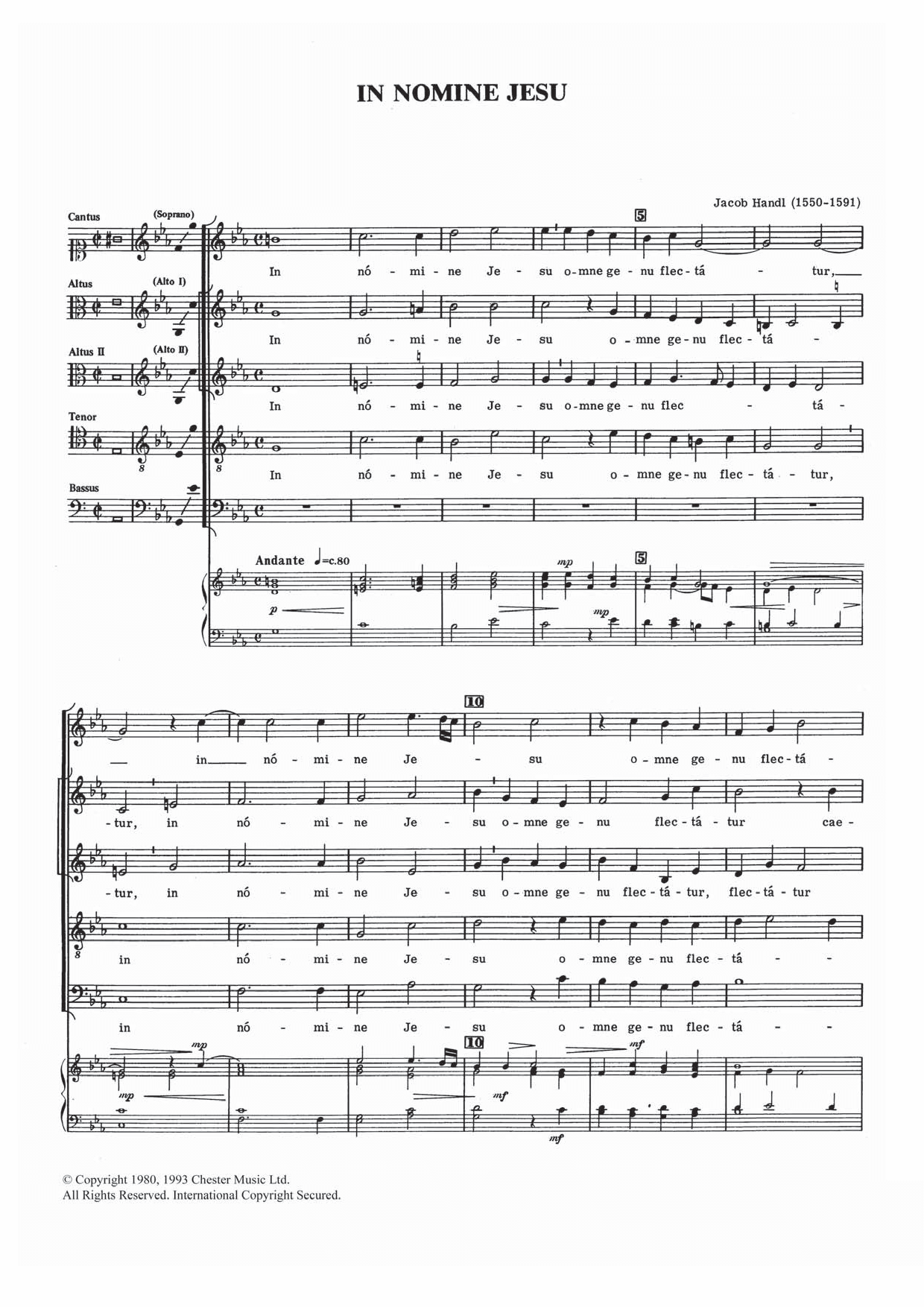 In Nomine Jesu (Piano, Vocal & Guitar Chords) von Jacob Handl