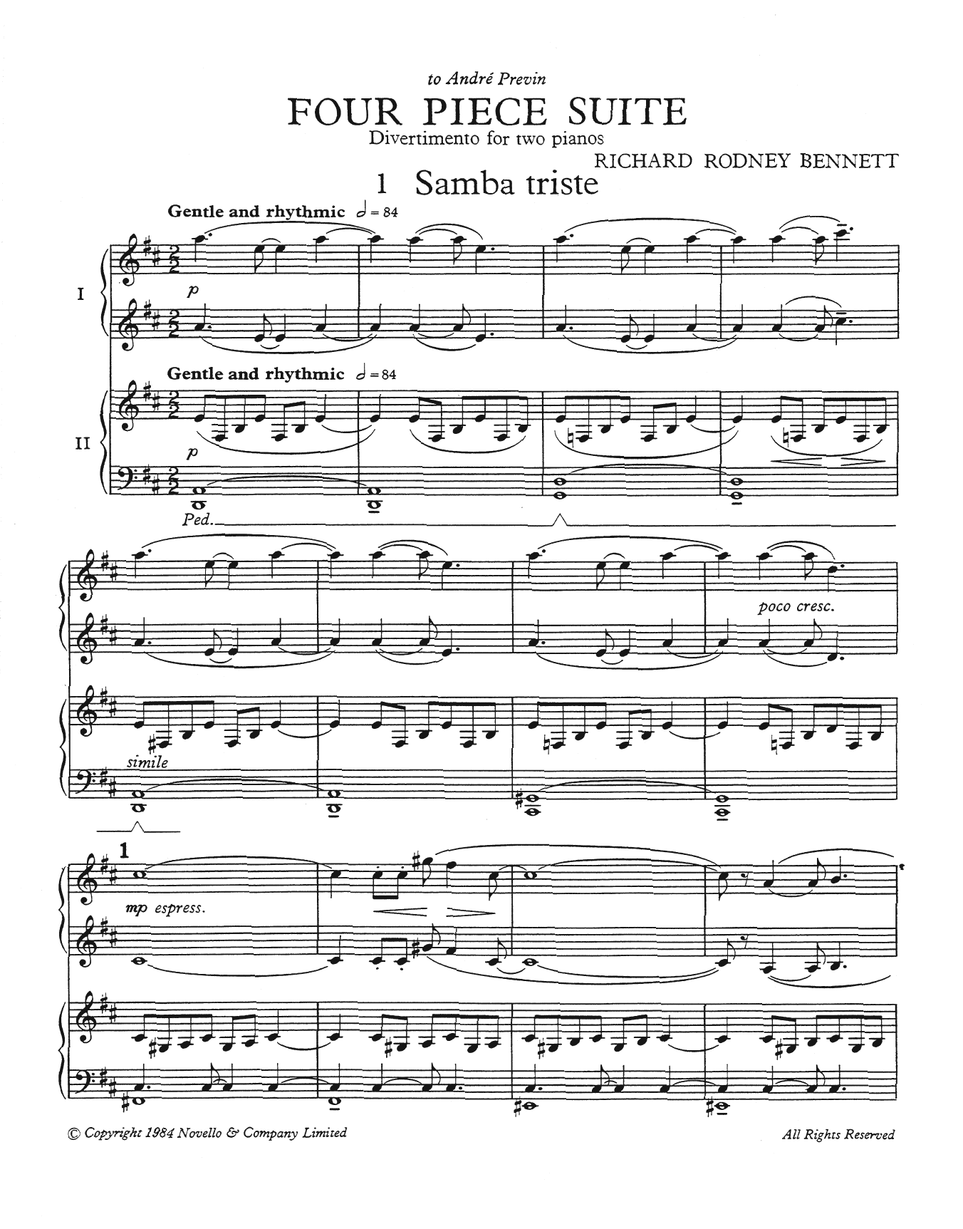Four Piece Suite (for 2 pianos) (Piano Duet) von Richard Rodney Bennett