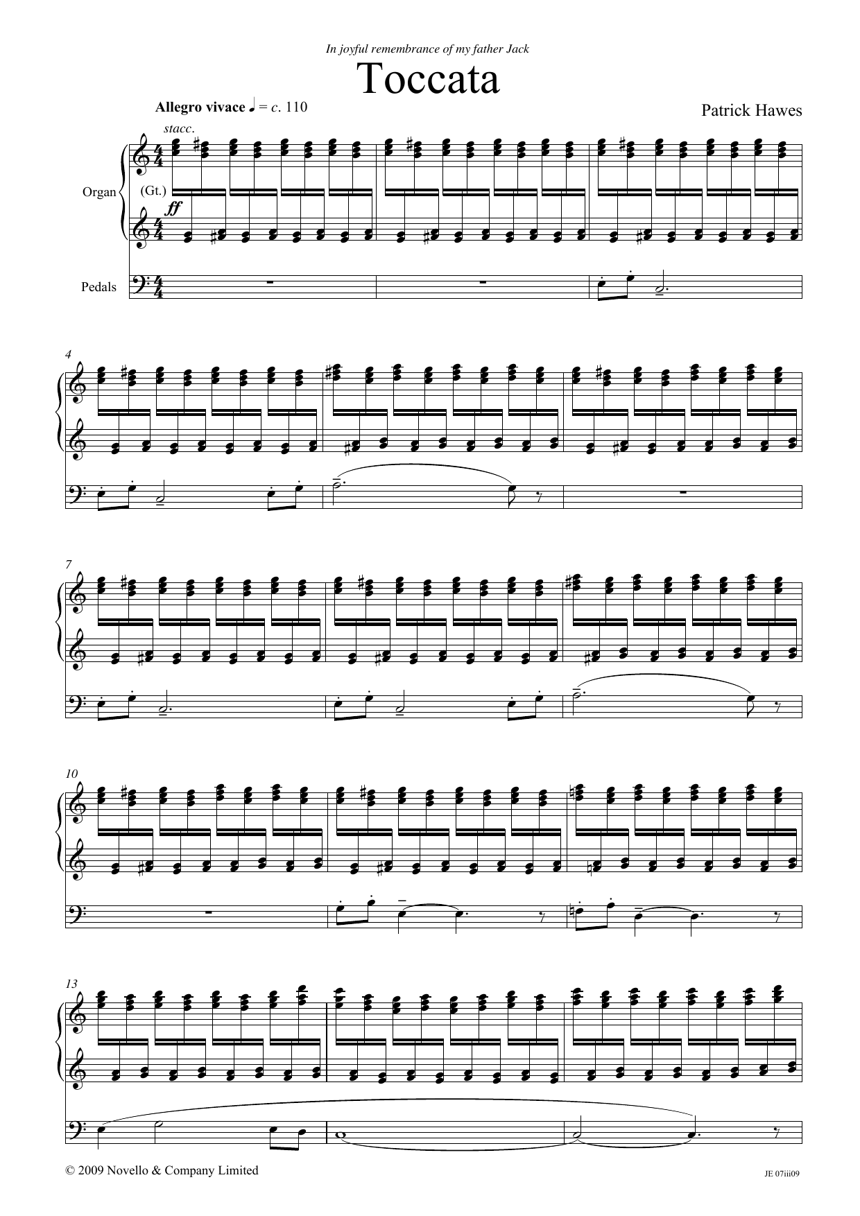 Toccata (Organ) von Patrick Hawes