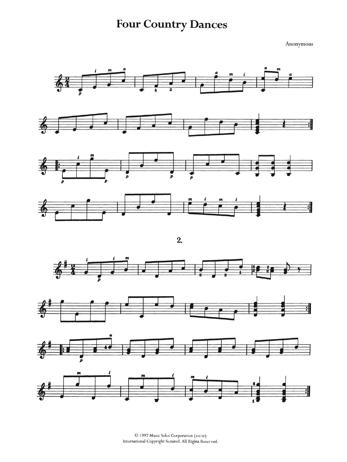 Four Country Dances (Easy Guitar) von Anonymous