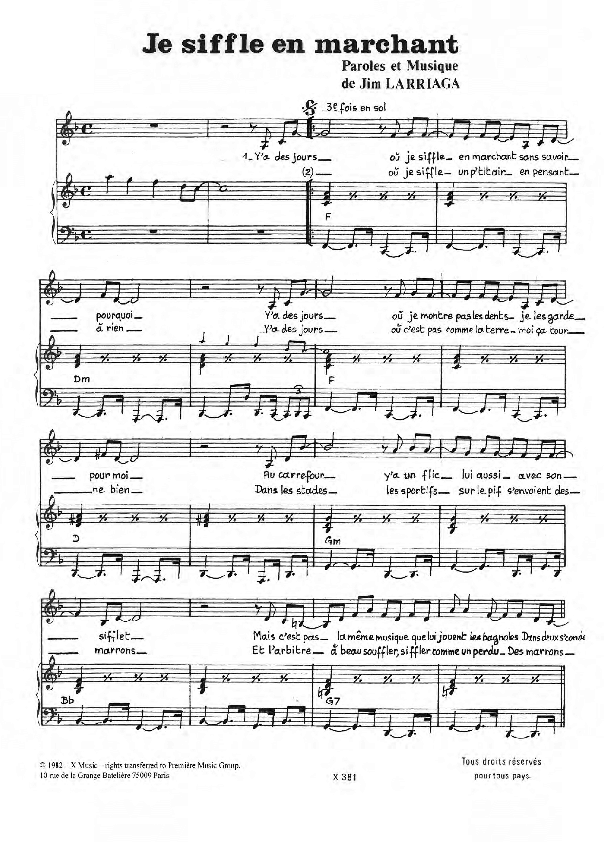 Je Siffle En Marchant (Piano & Vocal) von Jim Larriaga