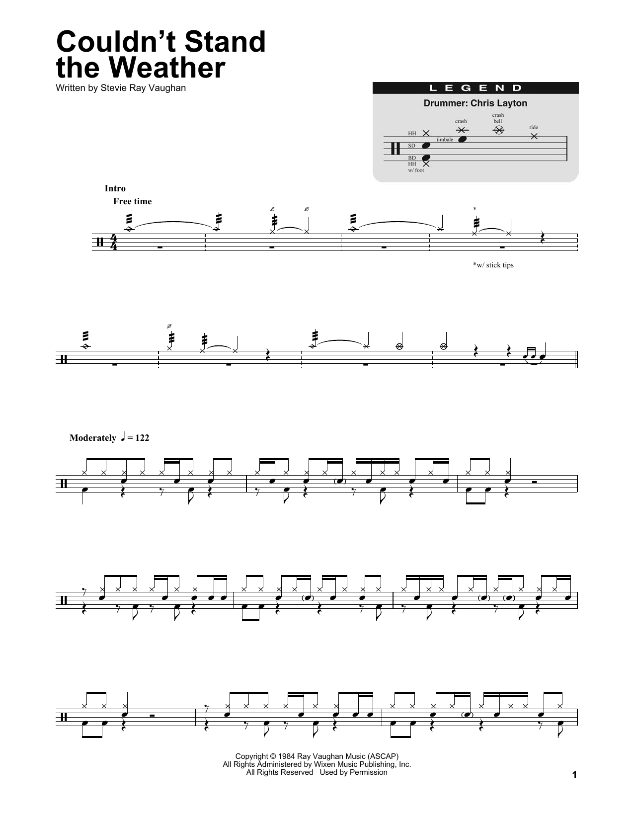 Couldn't Stand The Weather (Drums Transcription) von Stevie Ray Vaughan