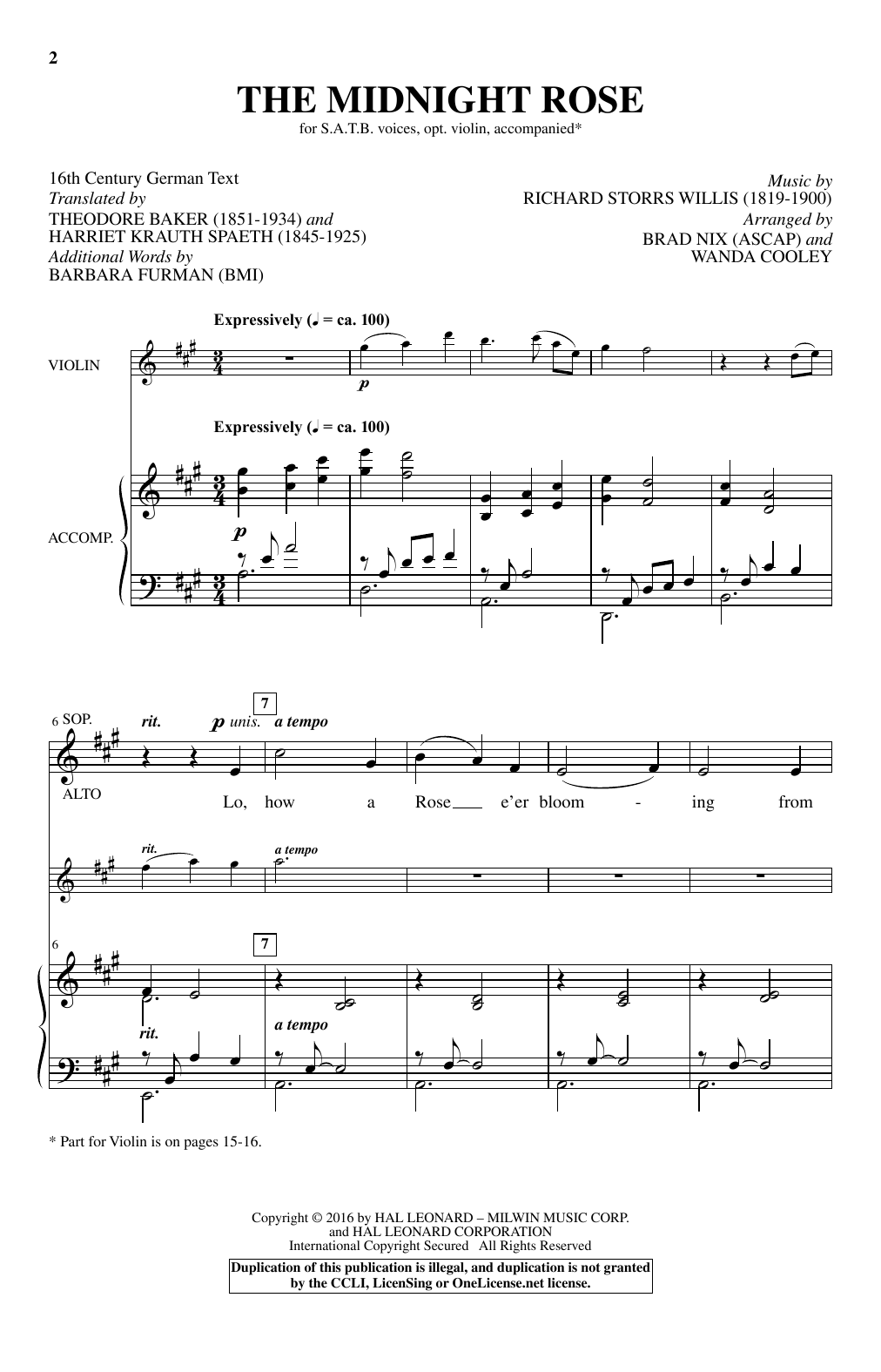 The Midnight Rose (SATB Choir) von Brad Nix