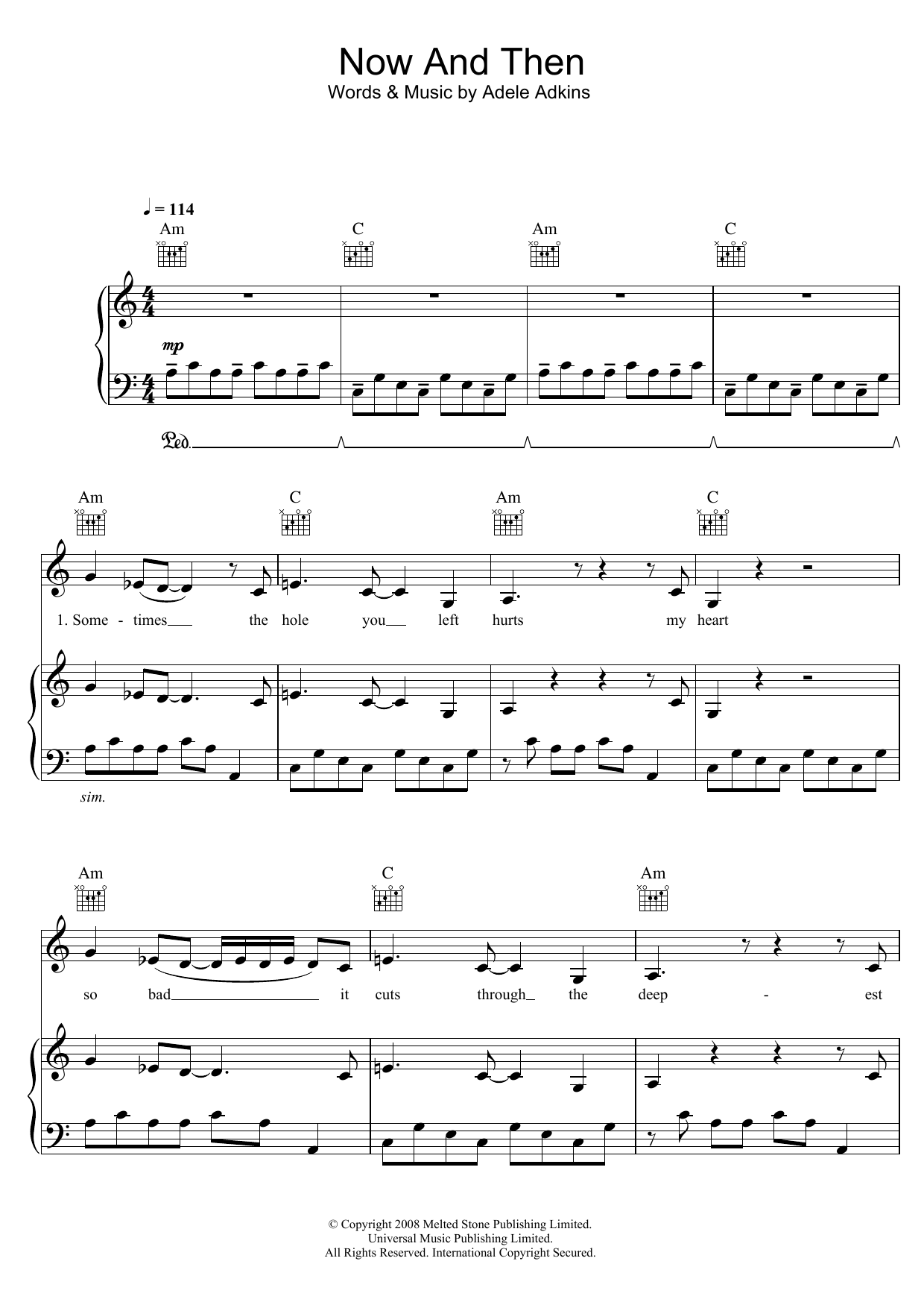 Now And Then (Piano, Vocal & Guitar Chords) von Adele