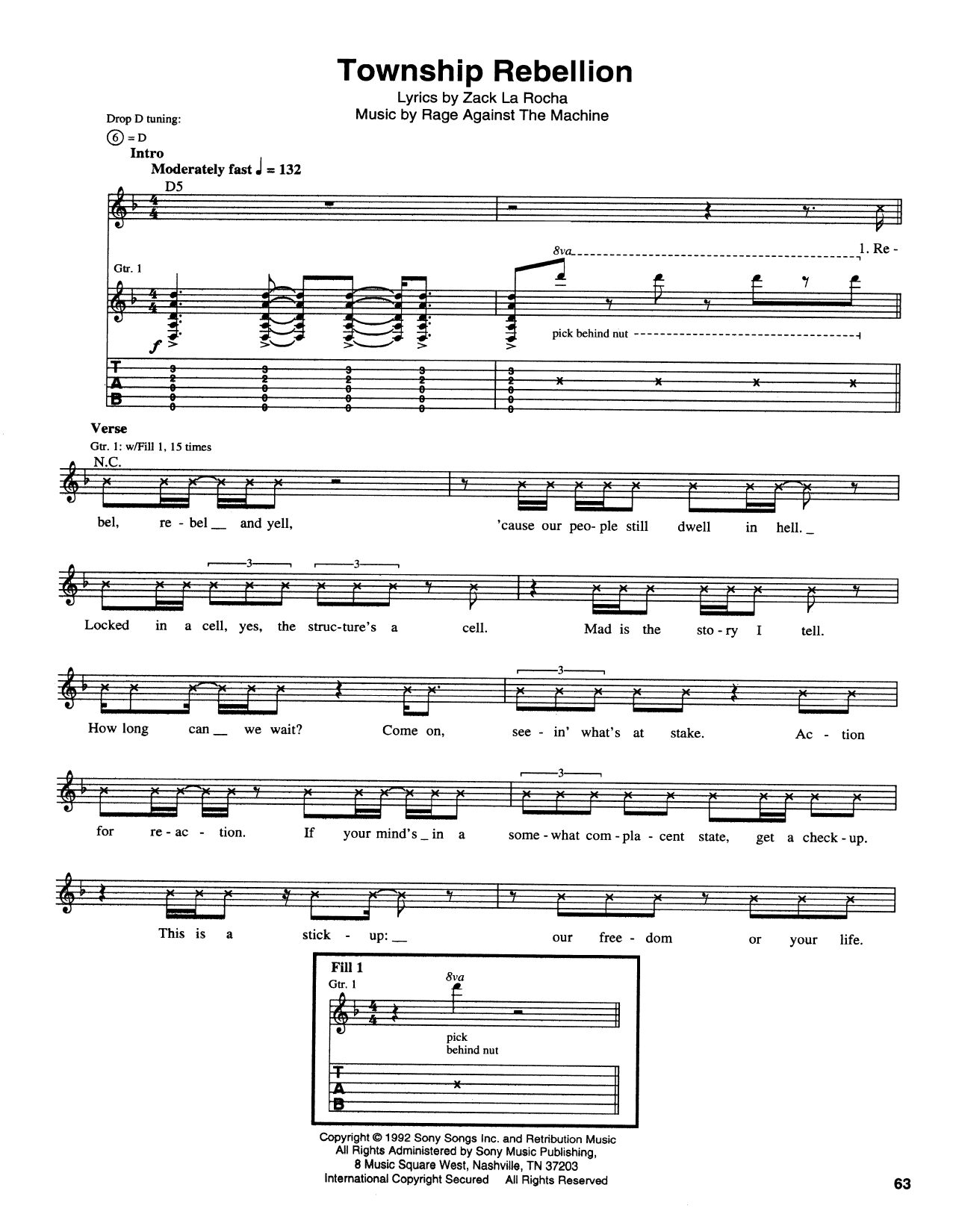 Township Rebellion (Guitar Tab) von Rage Against The Machine