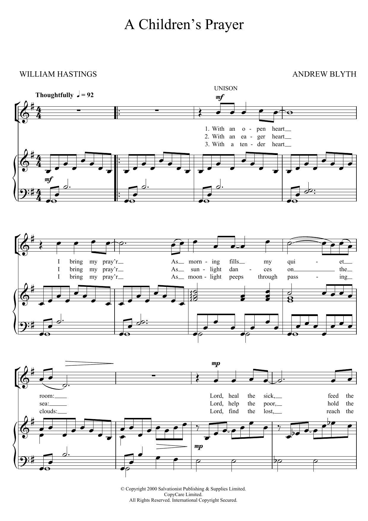 A Children's Prayer (Piano, Vocal & Guitar Chords) von The Salvation Army